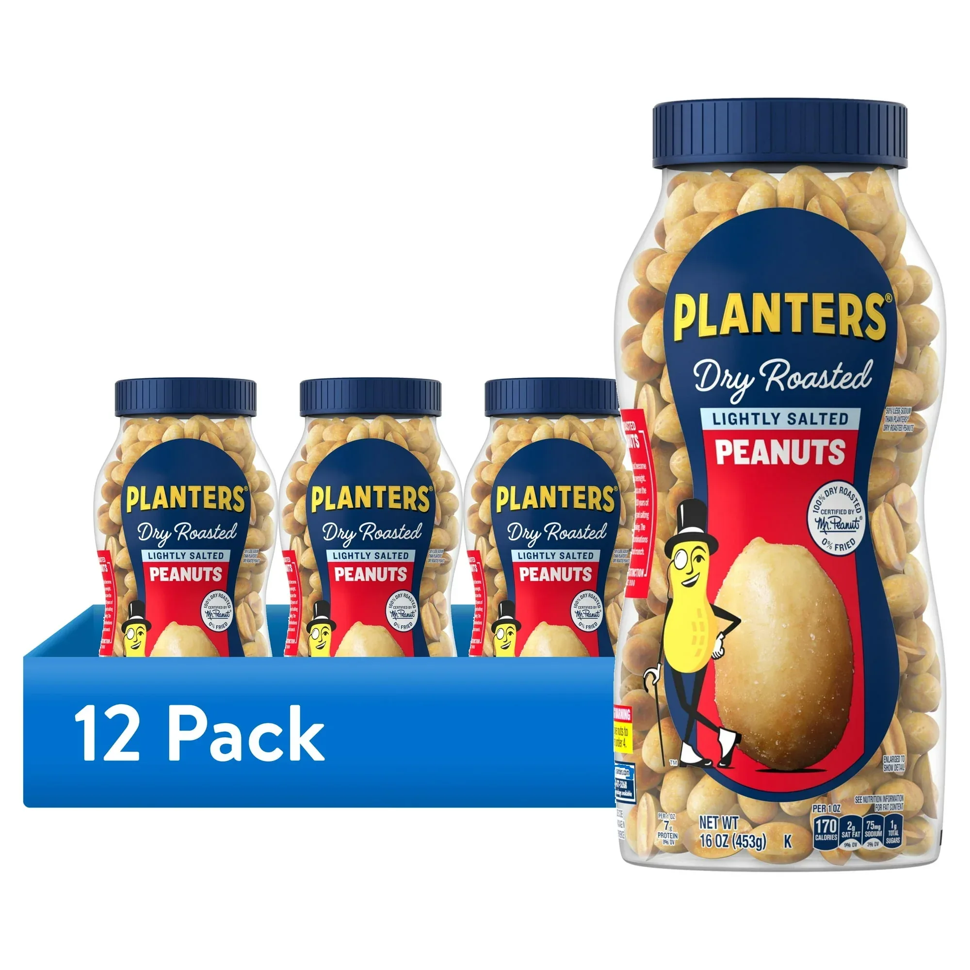 PLANTERS Lightly Salted Dry Roasted Peanuts, Party Snacks, Plant Based Protein, 16 oz Jar - Image 7