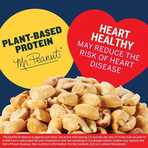 PLANTERS Lightly Salted Dry Roasted Peanuts, Party Snacks, Plant Based Protein, 2.16 lb Canister - Image 2