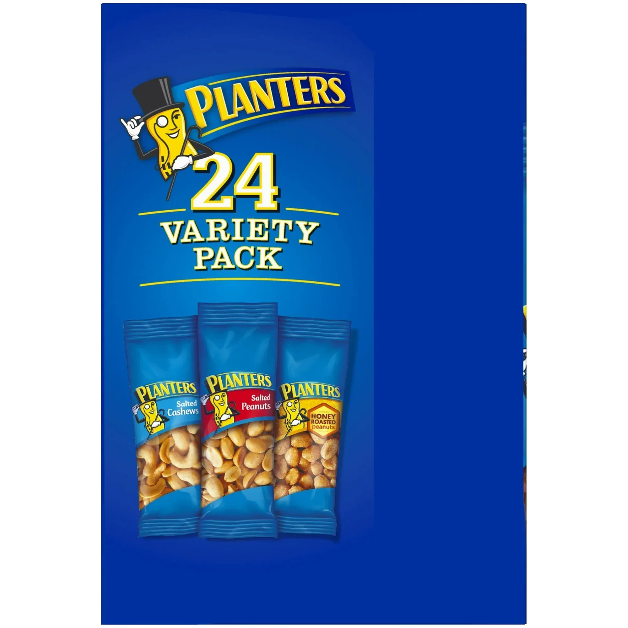 Planters Nut 24 Count-Variety Pack, Salted Peanuts, Honey Roasted Peanuts & Salted Cashews Ready-to-Go Sleeves, 40.5 oz Multi-Pack Box - Image 2