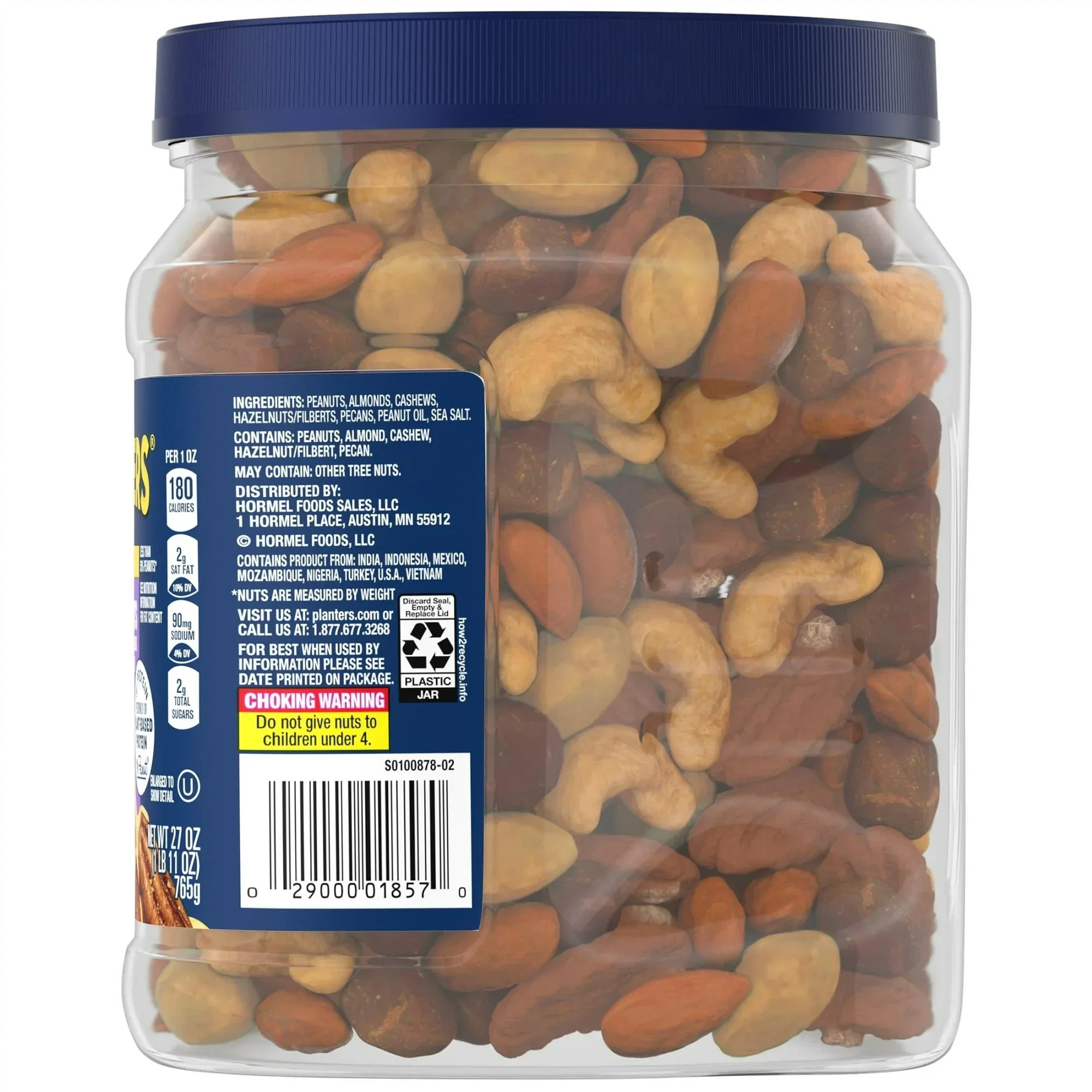 PLANTERS Salted Mixed Nuts, Party Snacks, Plant-Based Protein, 27 oz Canister - Image 6