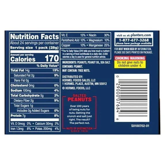 Planters Salted Peanuts, 24 ct Box, 1 oz Packs - Image 5