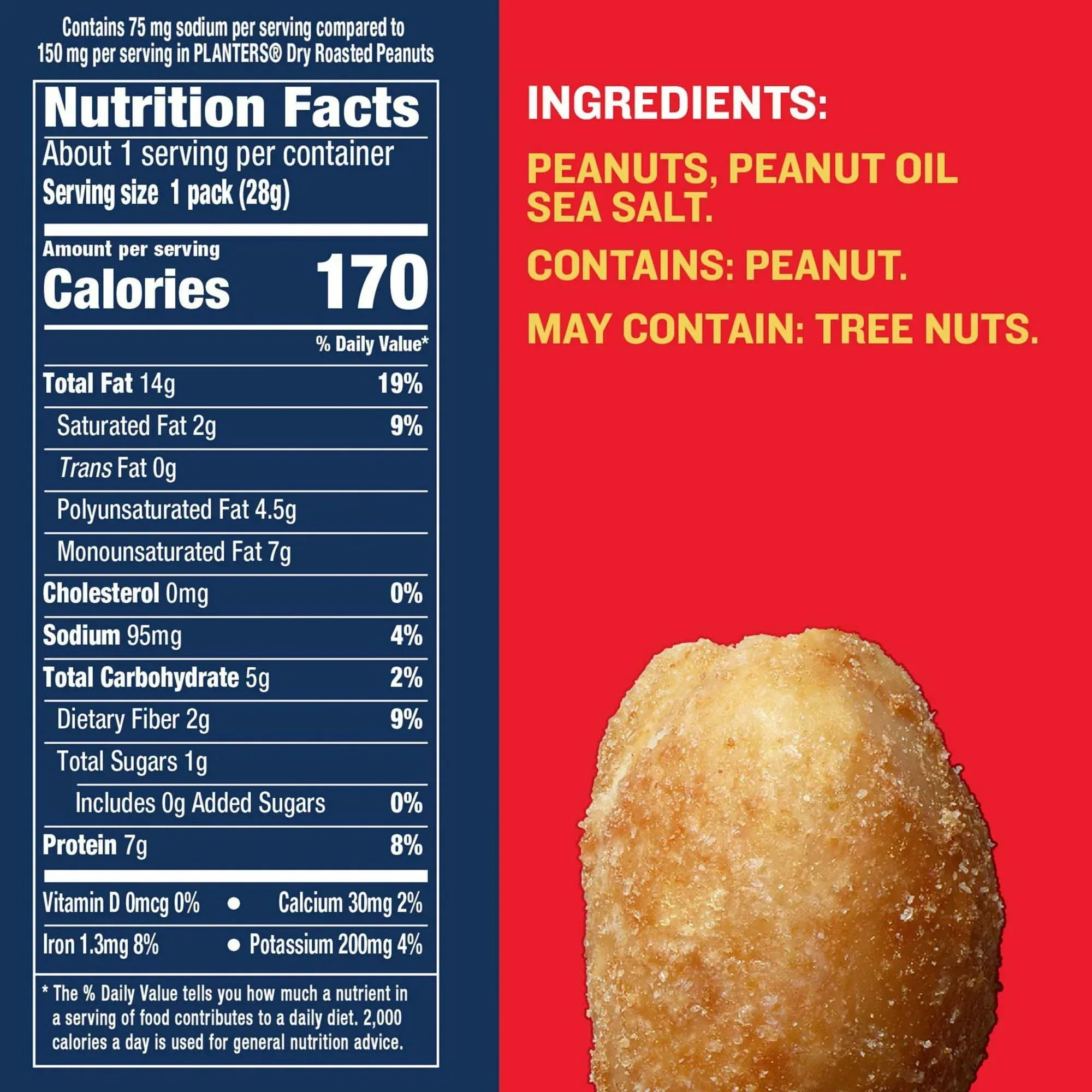 Planters Salted Peanuts, Plant Based Protein, 10-1 oz. Bags - Image 3
