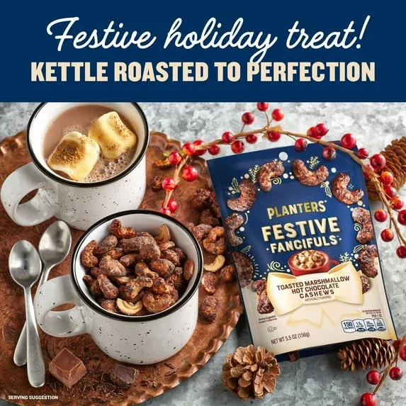 PLANTERS Toasted Marshmallow Hot Chocolate Whole Cashews, Party Snacks, Plant-Based Protein 5.5 oz Resealable Bag - Image 3
