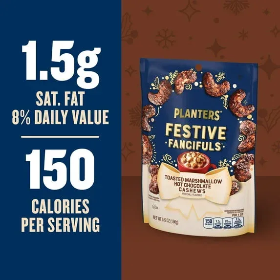 PLANTERS Toasted Marshmallow Hot Chocolate Whole Cashews, Party Snacks, Plant-Based Protein 5.5 oz Resealable Bag - Image 4