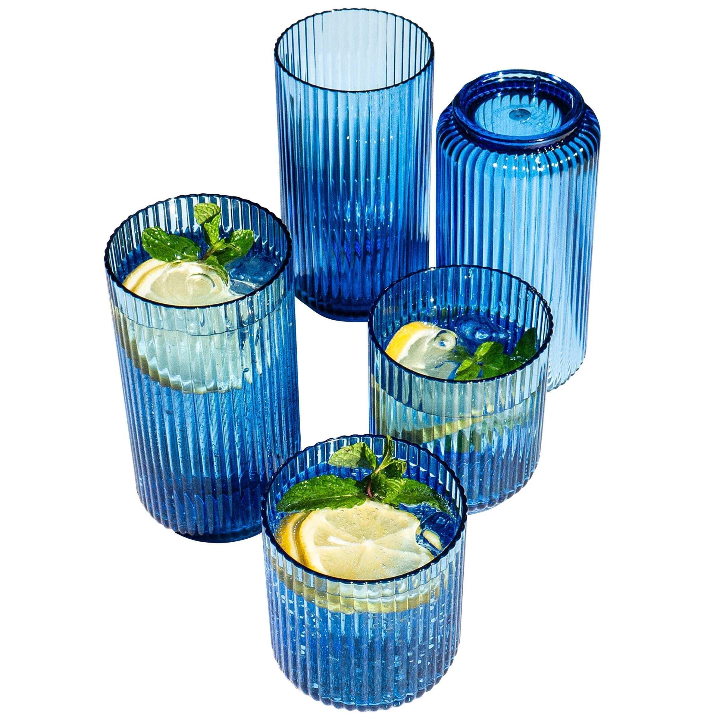 Plastic 12-piece Drinkware Set, Mesa Blue - Image 3