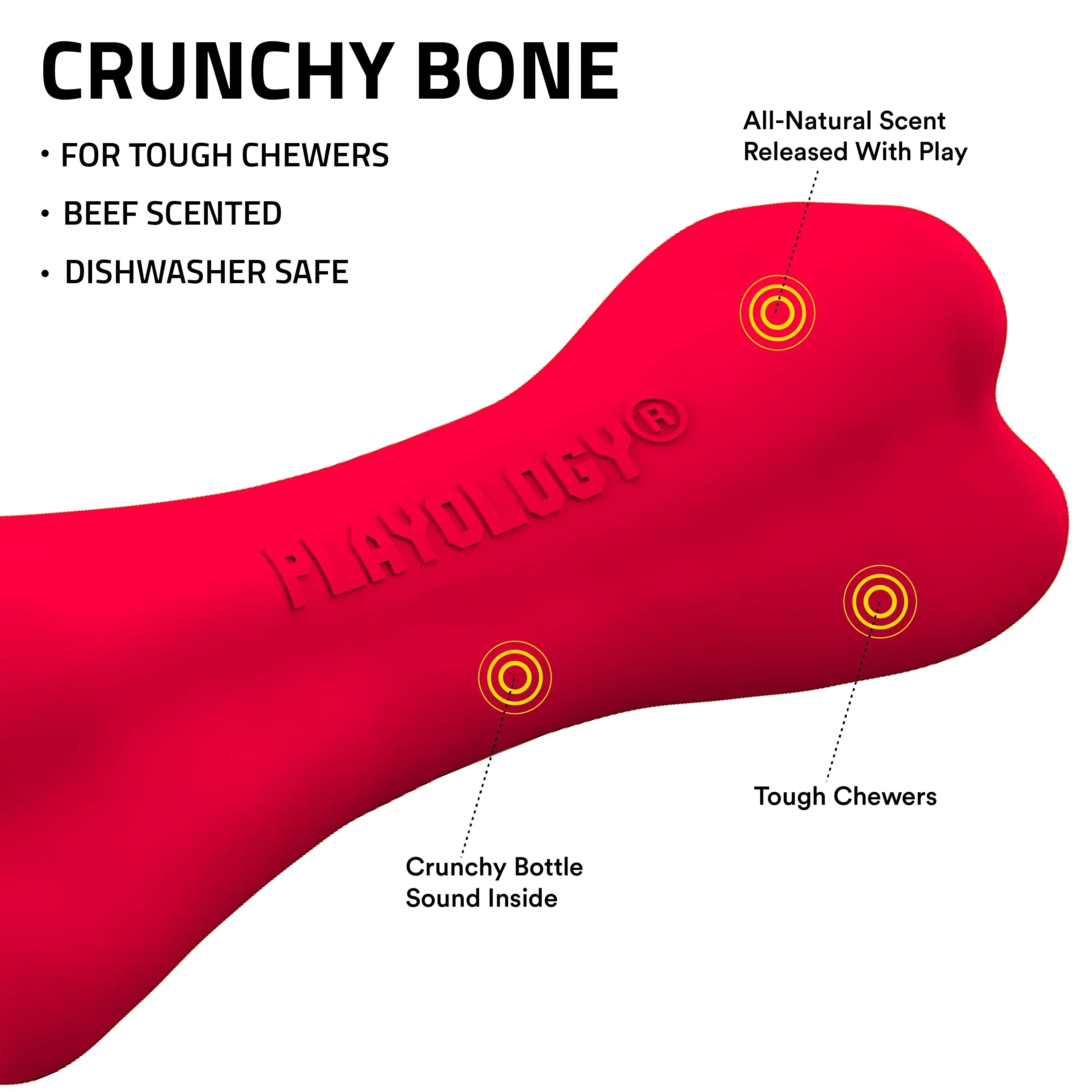 Play by Playology Dog Toys | Interactive Dog Toy Bone | Scented Crunchy Bone, Large - Image 4