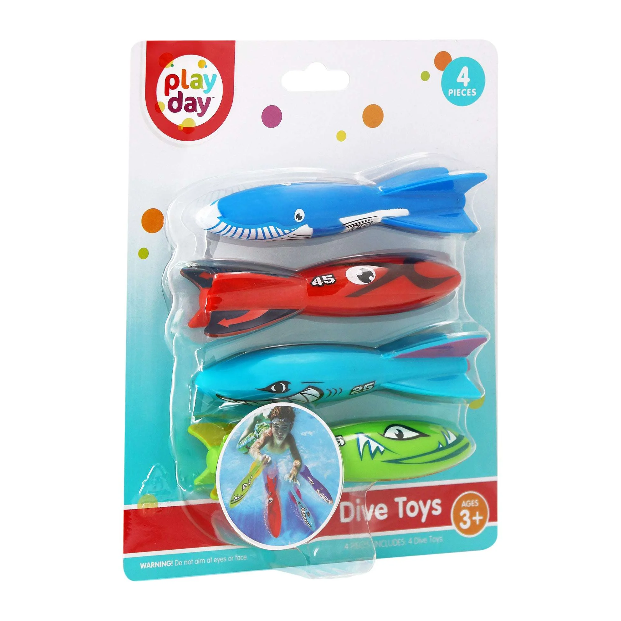 Play Day Diving Torpedoes 4-Pack Kids Pool Dive Toys Underwater Summer Family Fun, Ages 3+ - Image 3