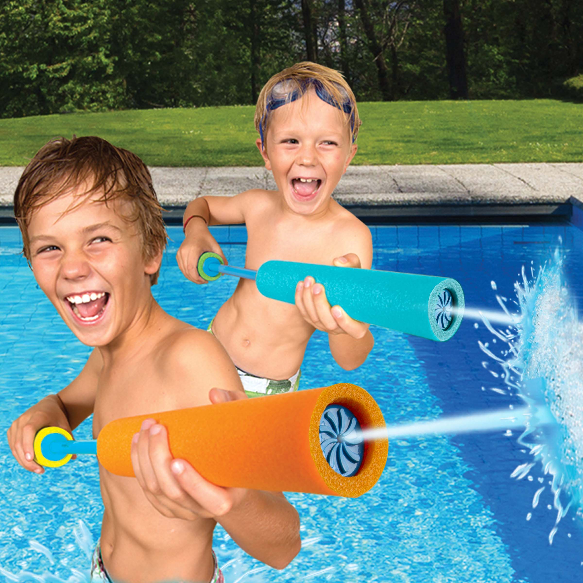 Play Day Max Liquidator Water Blaster Pool Toy, Neon Green-Blue and Yellow-Orange, 2-Pack - Image 2