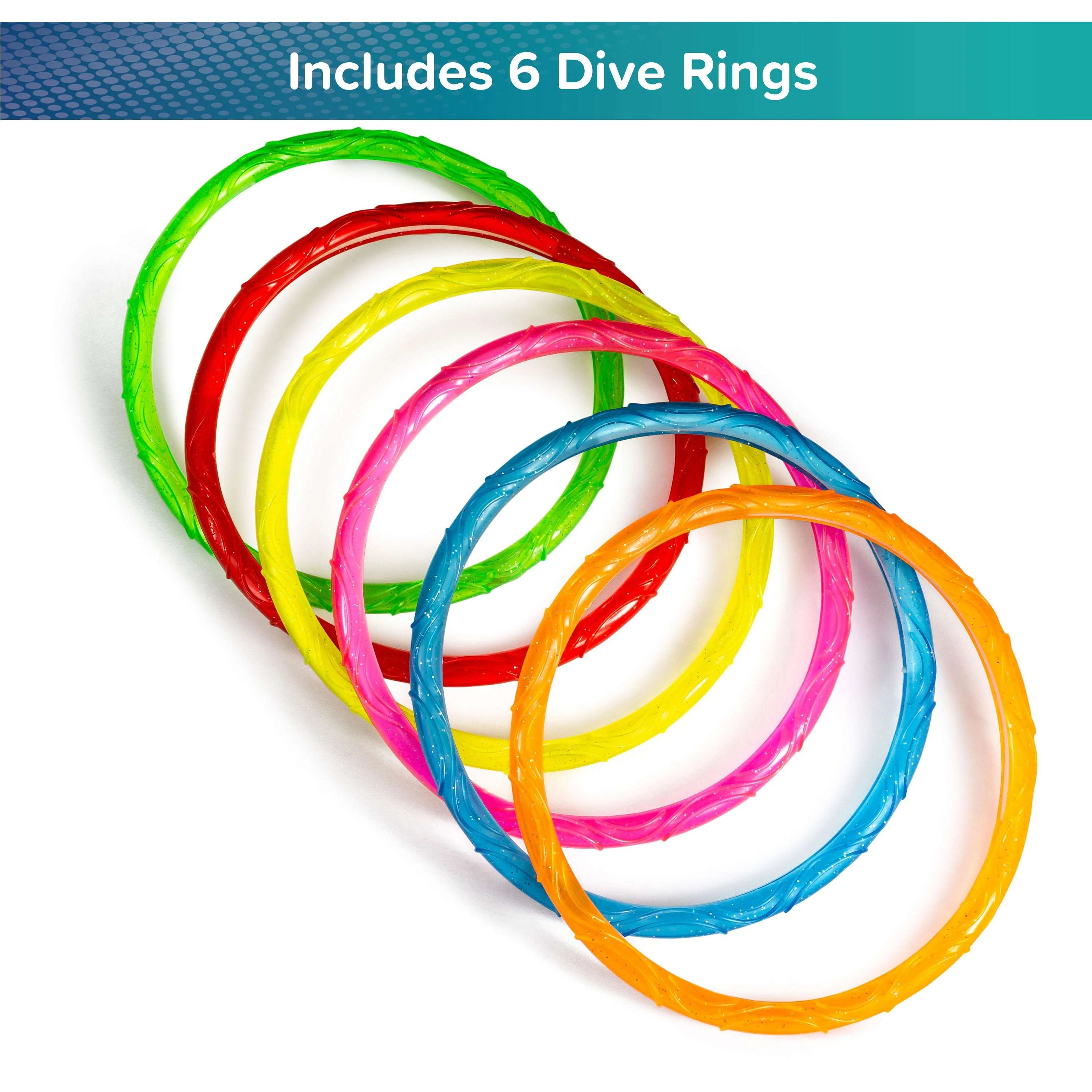 Play Day Sparkly Pool Ring Diving Set for Children, Multi-Color, 6 Rings - Image 4