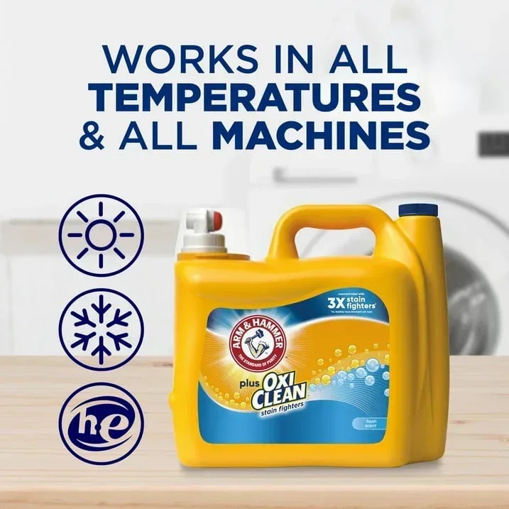 Plus OxiClean Stain Fighters Liquid Laundry Detergent, Fresh Scent, 128 Loads - Image 3