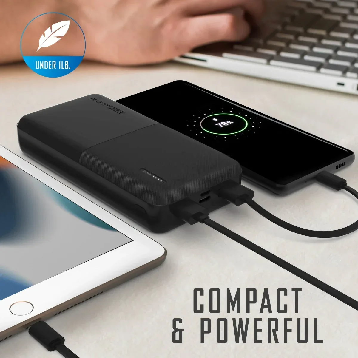 Pocket Juice Slim Pro 20,000mAh, Portable Power Bank and Charger with Dual USB Ports, Black - Image 4