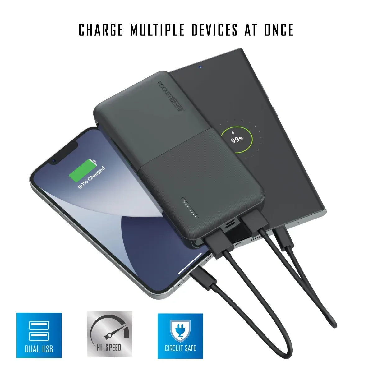 Pocket Juice Slim Pro 20,000mAh, Portable Power Bank and Charger with Dual USB Ports, Black - Image 6