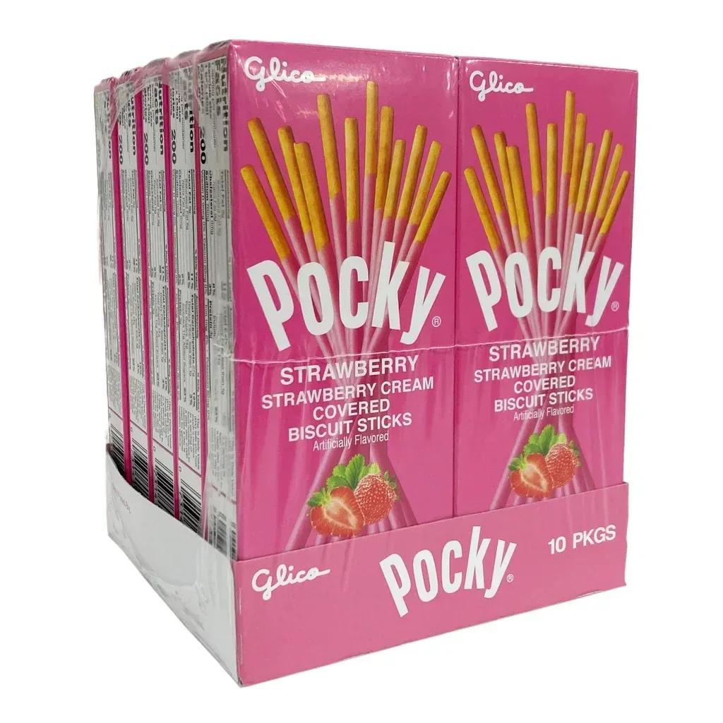 Pocky Cream Covered Biscuit Sticks, Strawberry, 1.41 oz, 10-count - Image 3