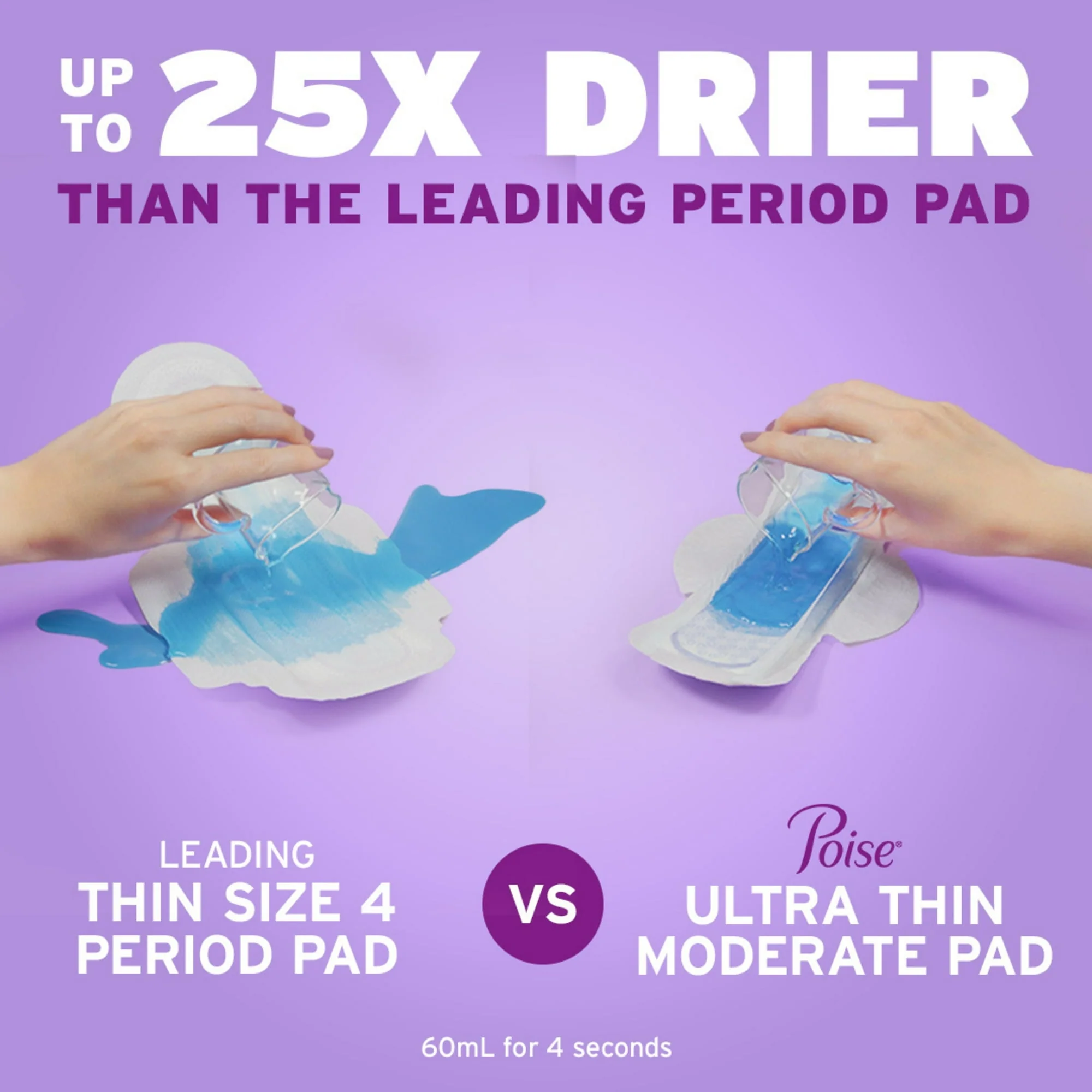 Poise Ultra Thin Incontinence Pads with Wings, 3 Drop Light Absorbency, 66 Count - Image 3