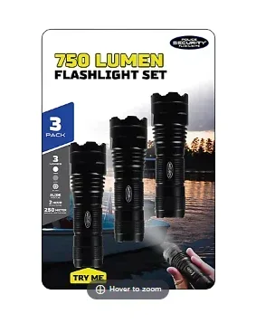 Police Security 750 Lumen Flashlights, 3 pk.