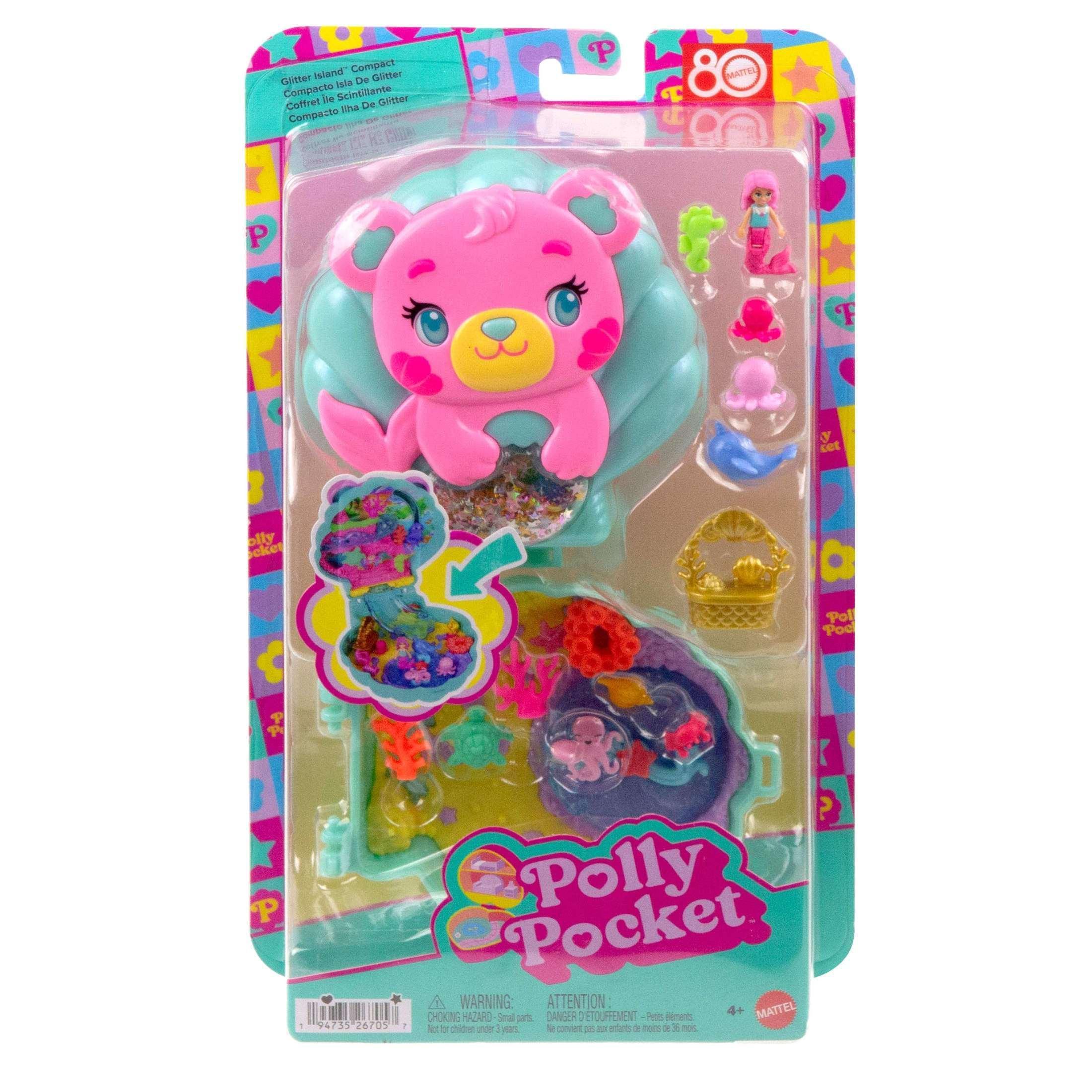 Polly Pocket Glitter Island Compact Playset with 1 Micro Mermaid Doll and Ocean Pets, Travel Toy with Themed Accessories - Image 6