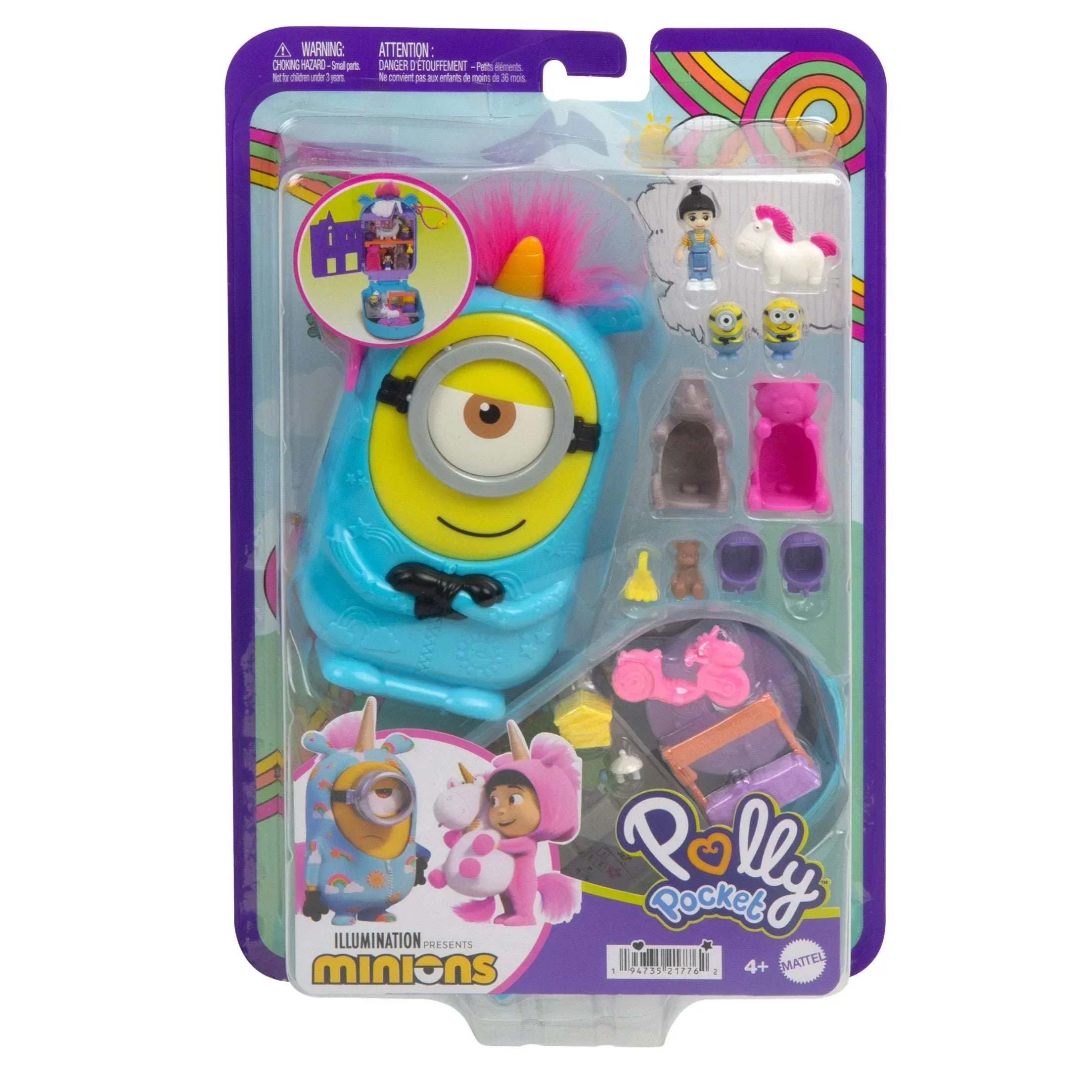 Polly Pocket Playset, Minions Compact with 9 Accessories, 1 Doll, 2 Minions and Unicorn Toy - Image 6