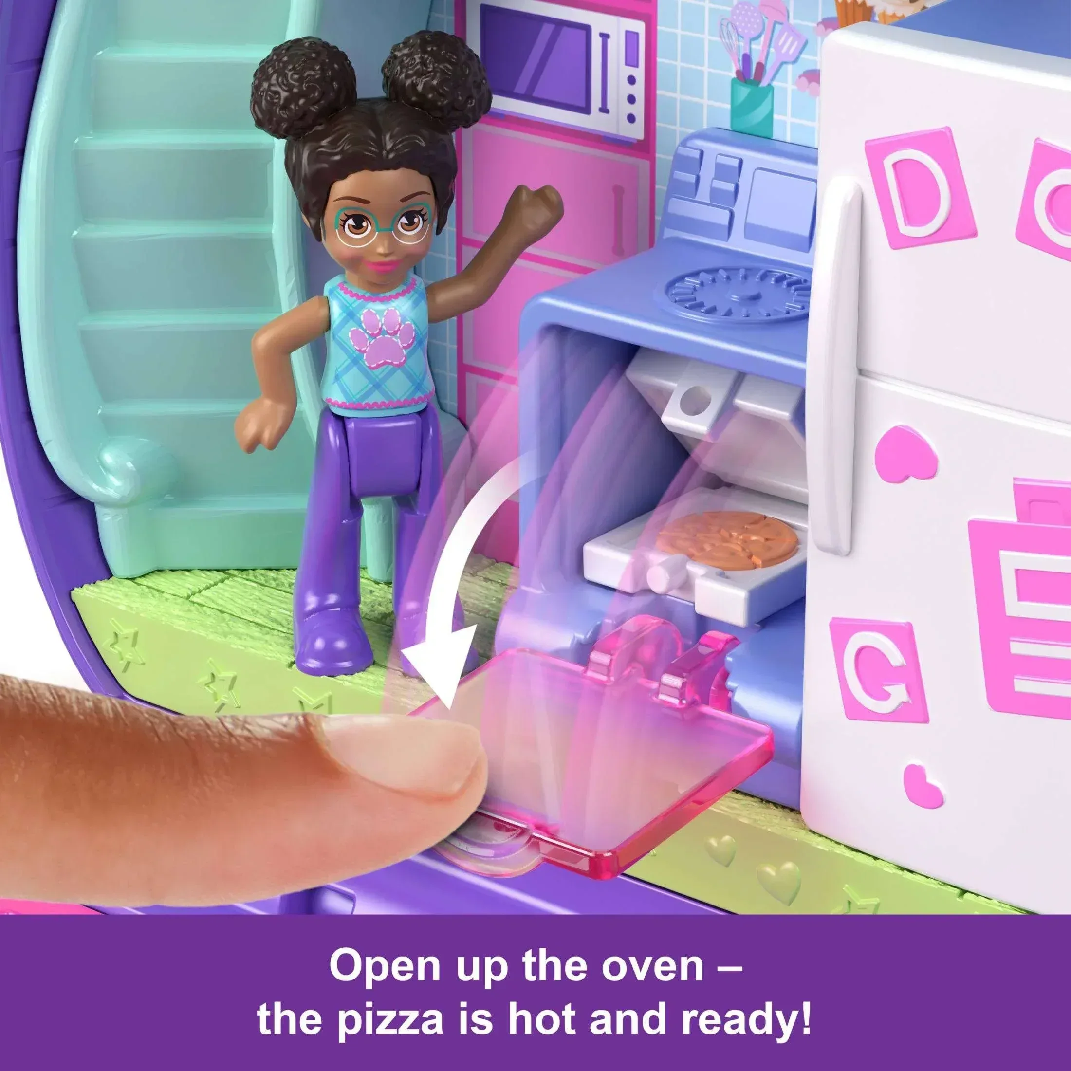 Polly Pocket Sleepover Puppy Compact Playset with 1 Micro Doll, Pet Dogs, Food & Styling Accessories - Image 5