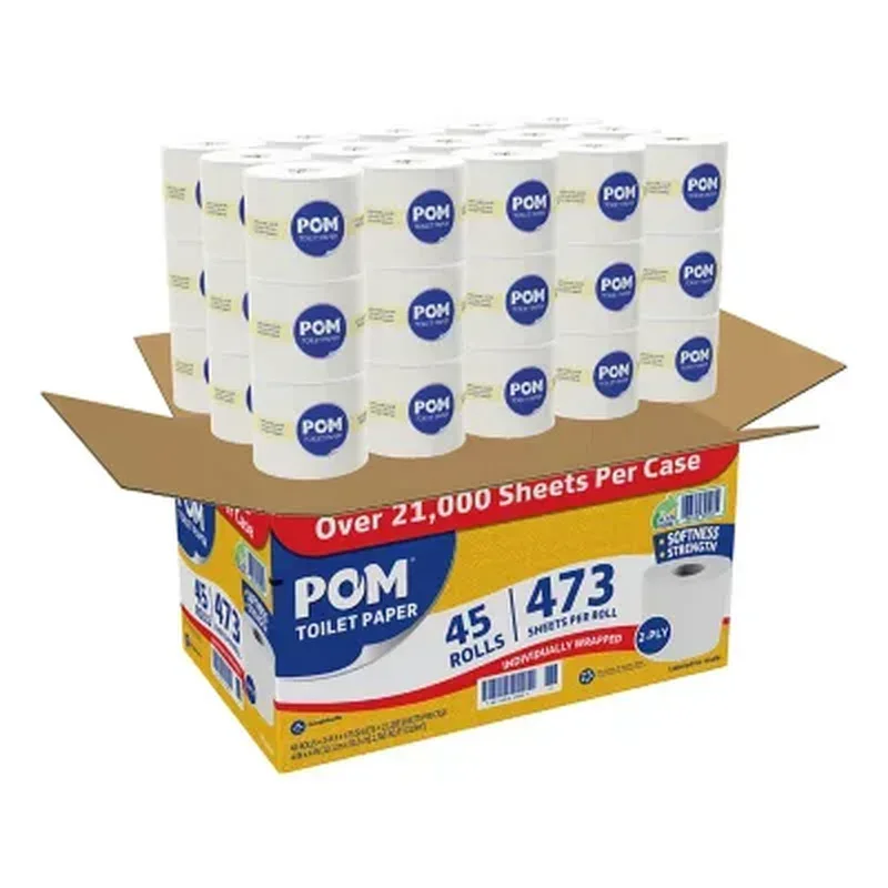 POM Bath Tissue, Septic Safe, 2-Ply, White (473 Sheets/Roll, 45 Rolls) - Image 4