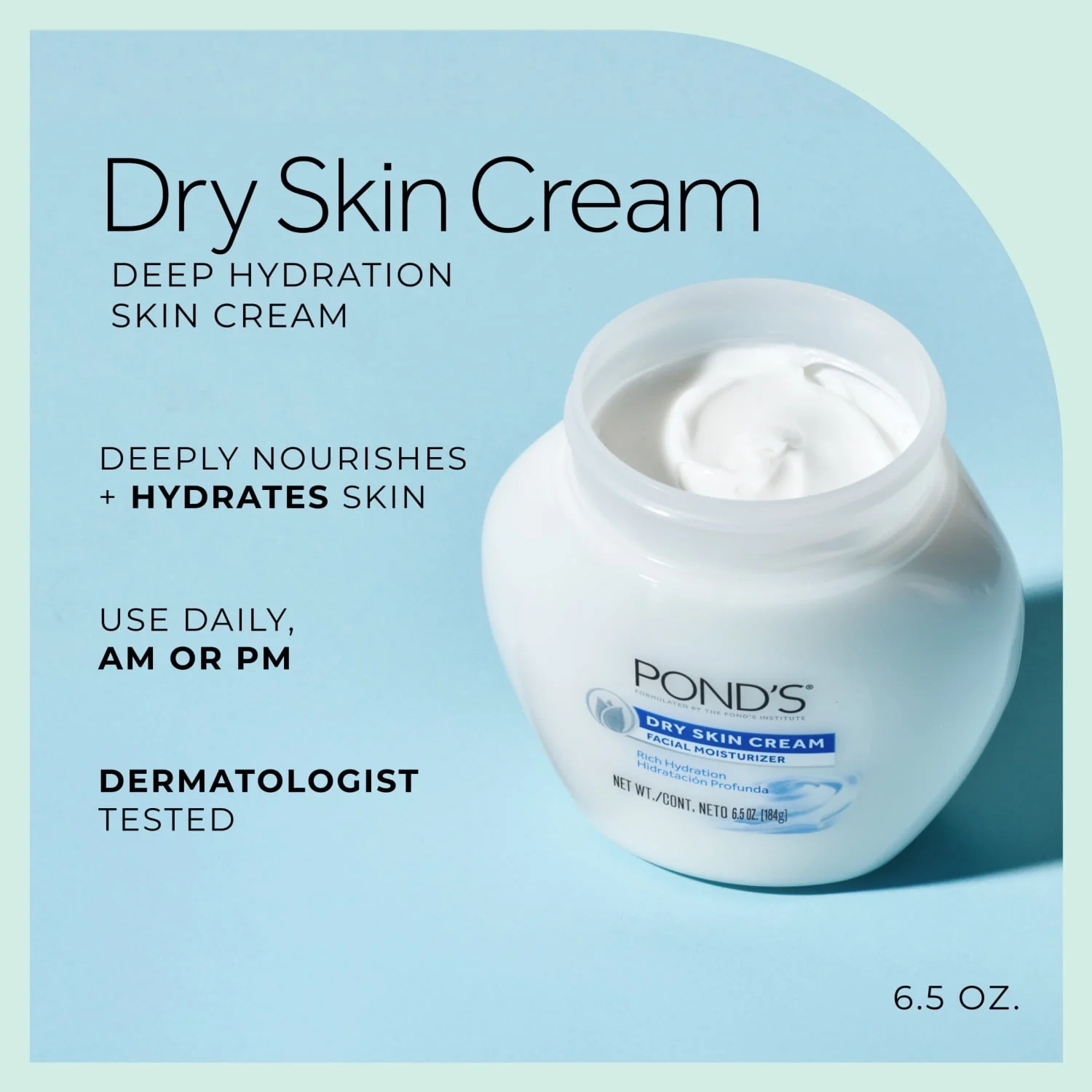POND’S Dry Skin Cream, Moisturizing Face Cream for Deep Hydration – 6.5 oz - Image 2
