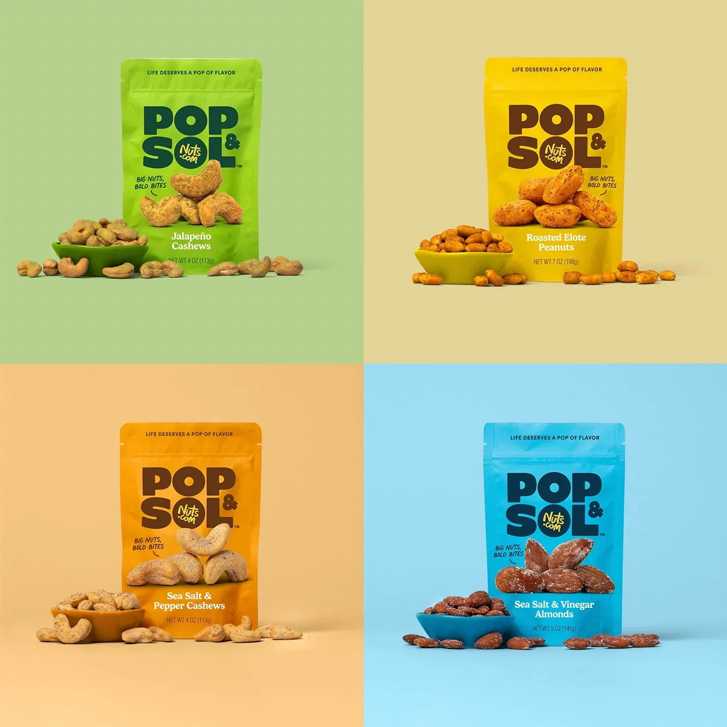 Pop & Sol by Nuts.com, Jalapeño Cashews, 4 oz Bag - Image 4