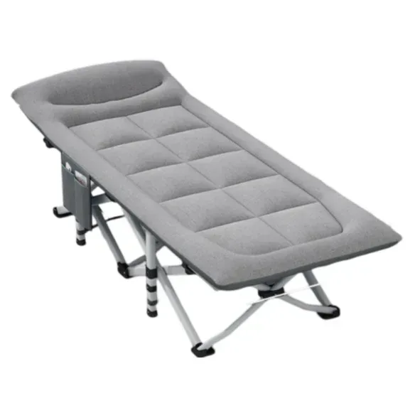 Portable Camping Cot for Adults, Comfortable Folding Bed with Cushion and Pillow, 450 lbs Capacity, for Outdoor Camping and Indoor Use (Dark Gray) - Image 4