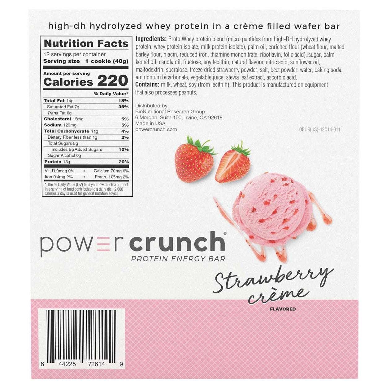 Power Crunch Protein Energy Bar, Strawberry Creme, 1.4 oz, 12-count - Image 5