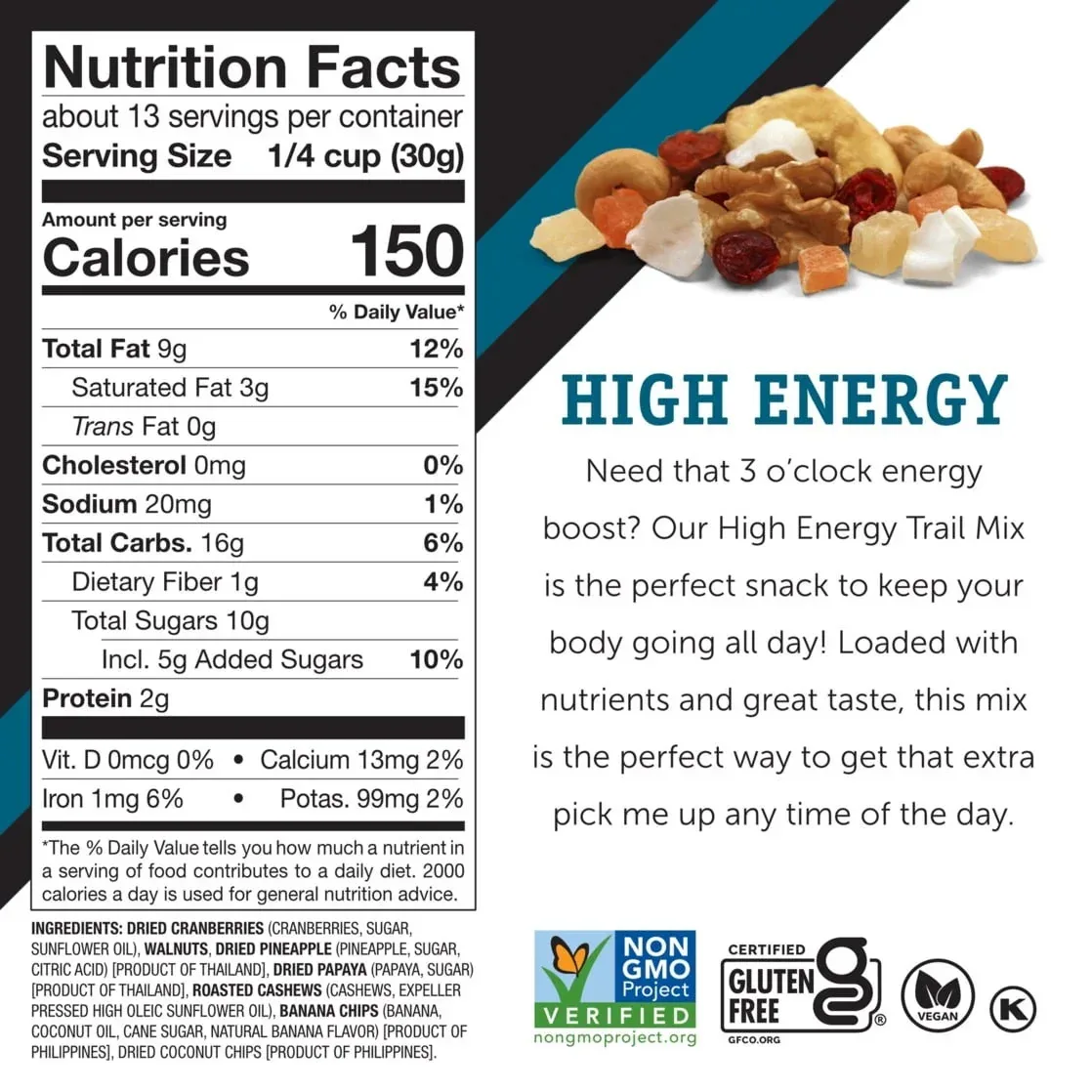 Power Up Trail Mix High Energy 14oz, Gluten Free, Vegan, Non-GMO - Image 3