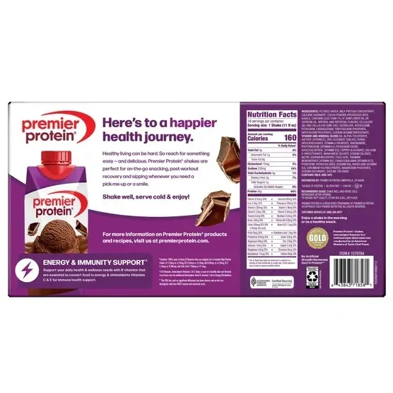 Premier 30g Protein PLUS Energy and Immune Support Shakes, Chocolate, 11 fl oz, 18-pack - Image 3