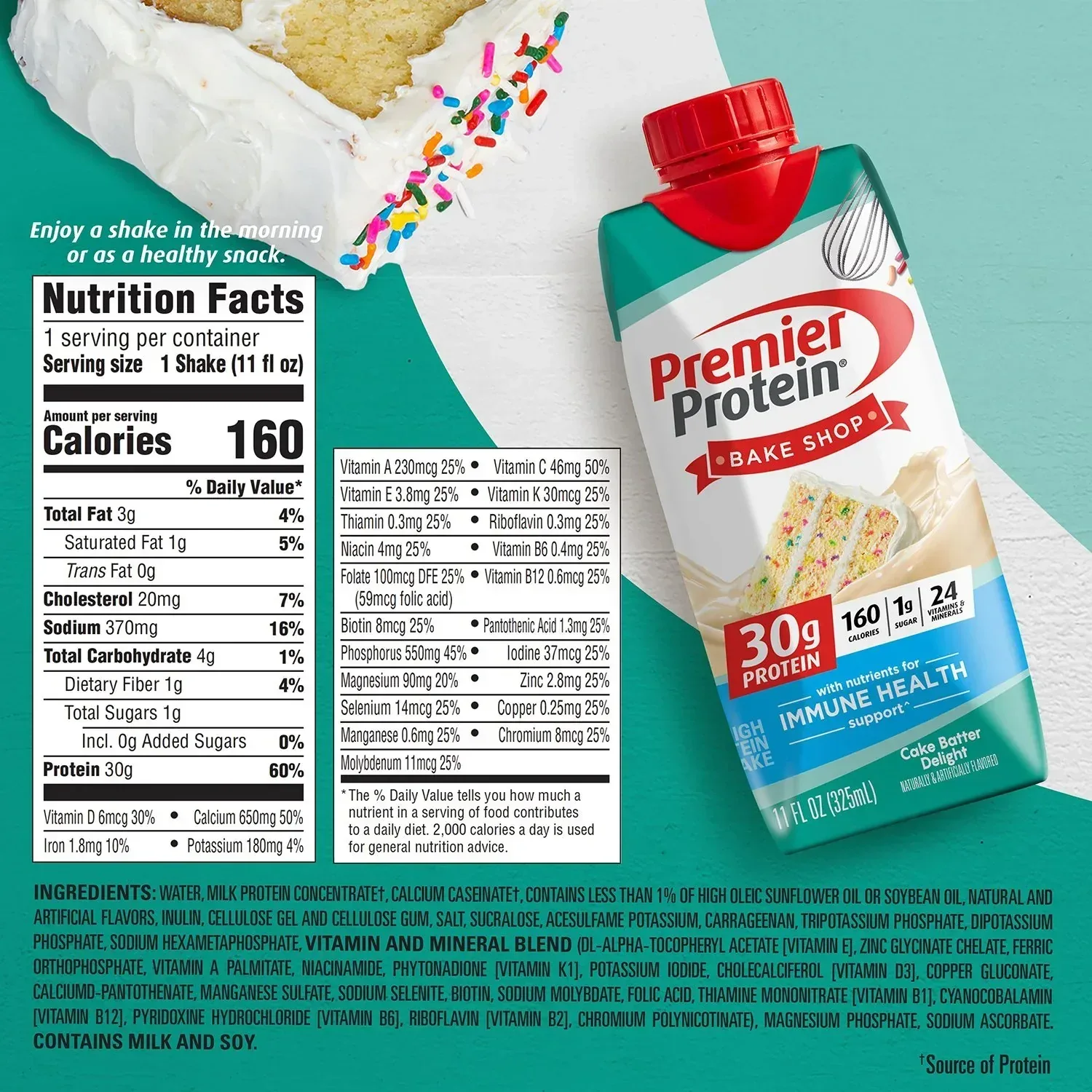 Premier Protein 30g High Protein Shake, Cake Batter Delight 11 fl. oz., 15 pk. - Image 2