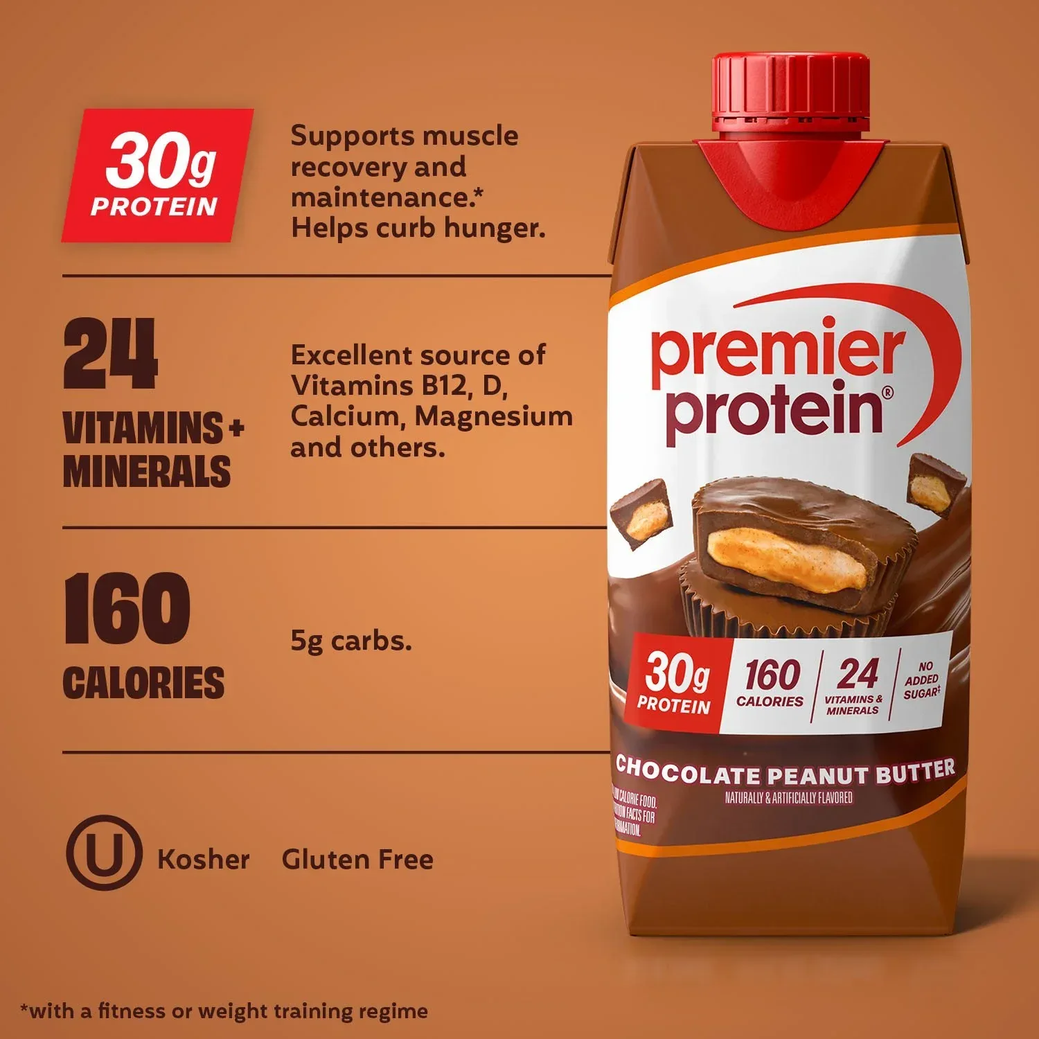 Premier Protein 30g High Protein Shake, Chocolate Peanut Butter, 11 fl. oz., 15 pk. - Image 4