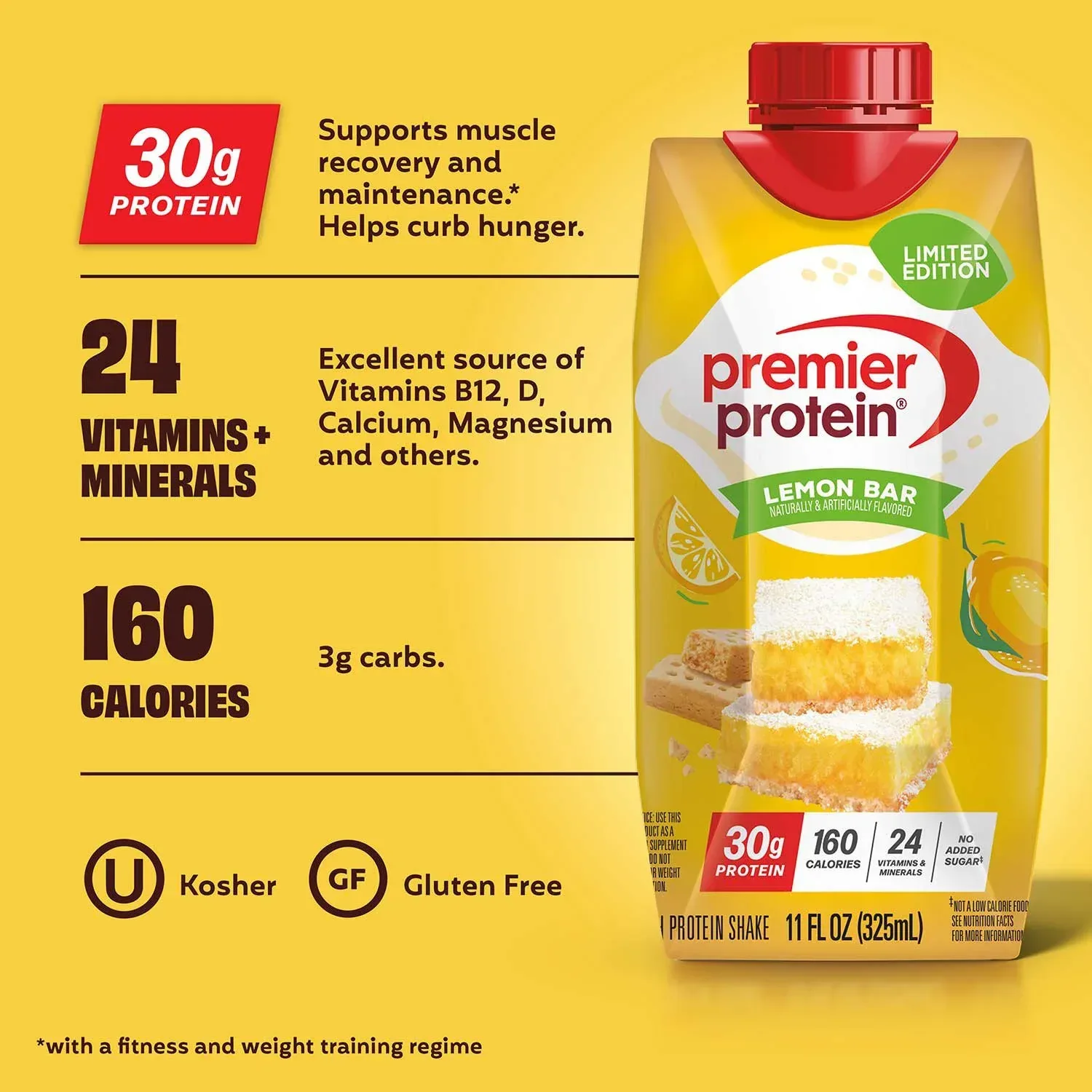 Premier Protein High Protein 30g Protein Shake, Lemon Bar, 11 fl. oz., 15 pk. - Image 3