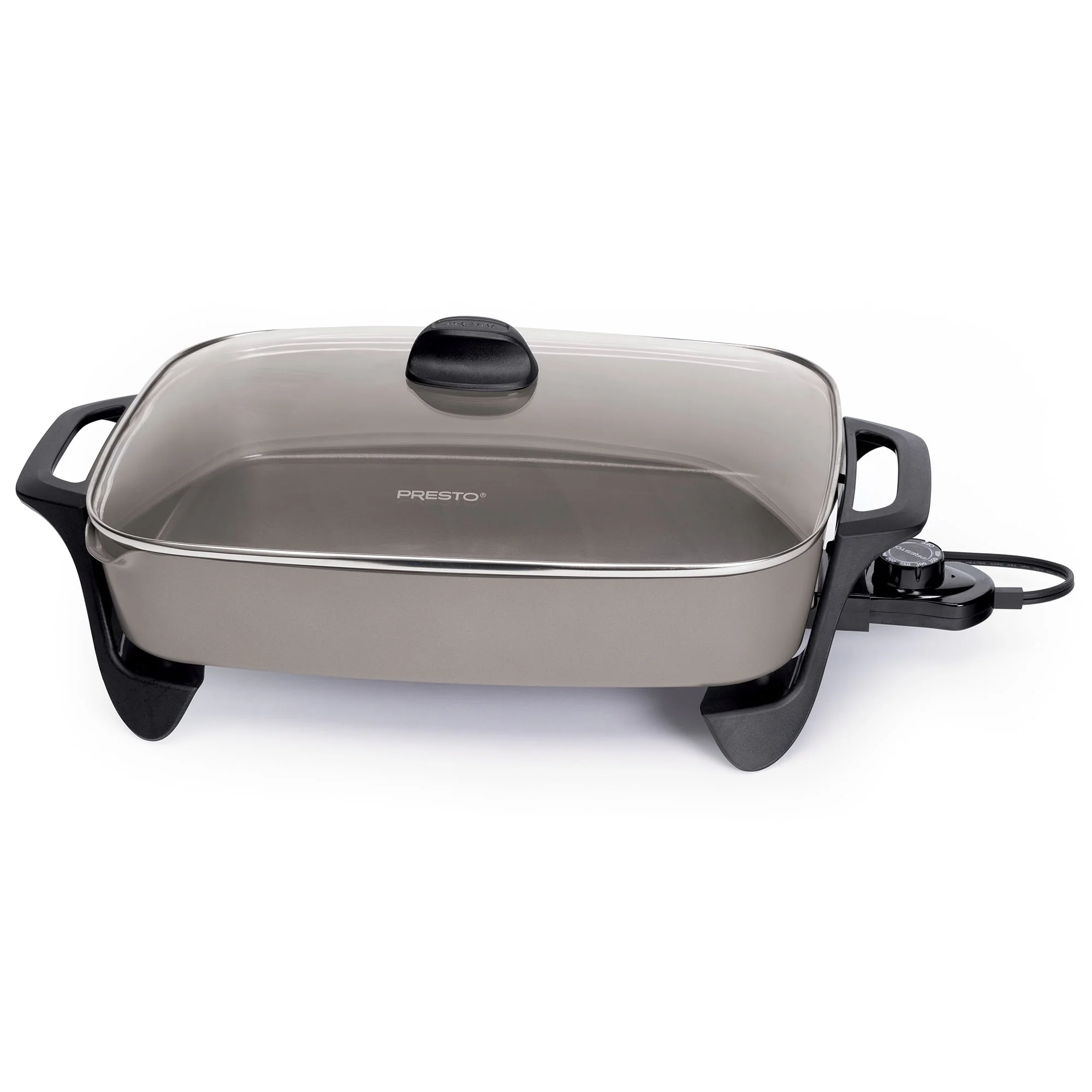 Presto 16" Ceramic Electric Skillet with Glass Cover, Silver 06860 - Image 4