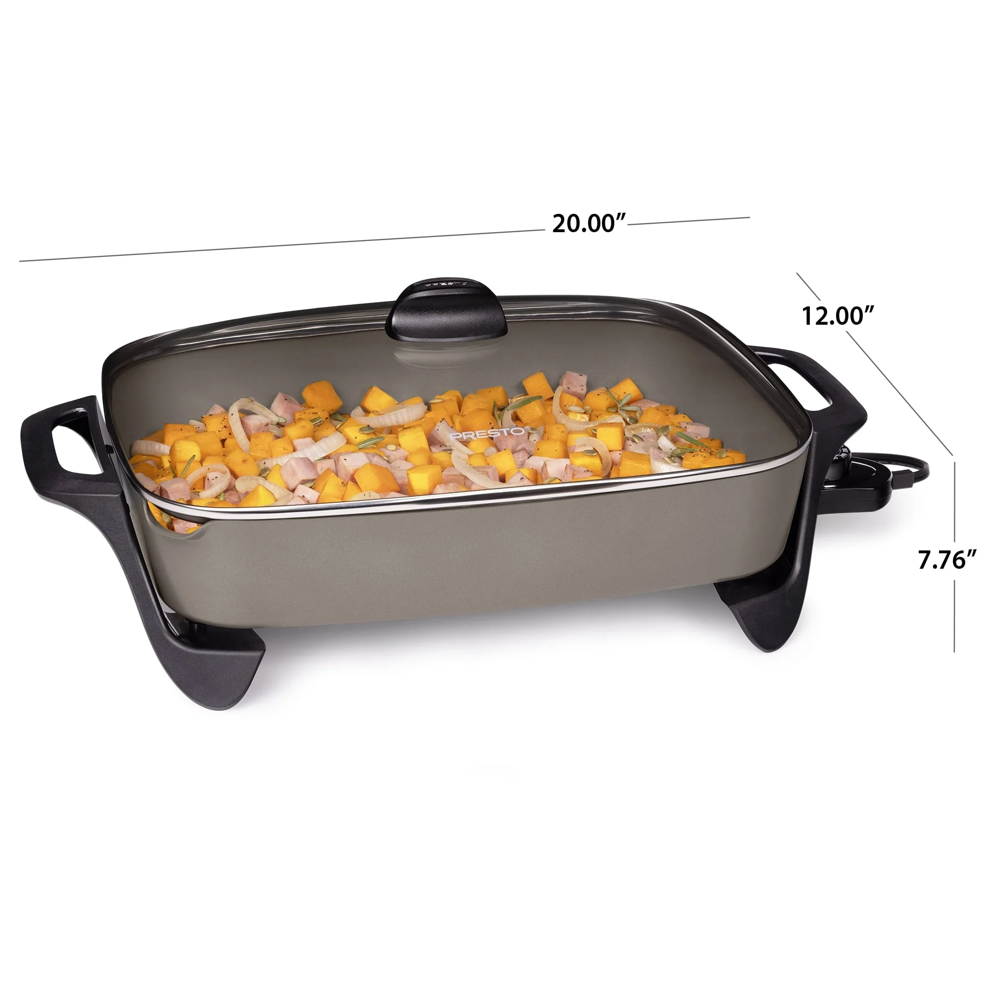 Presto 16" Ceramic Electric Skillet with Glass Cover, Silver 06860 - Image 6