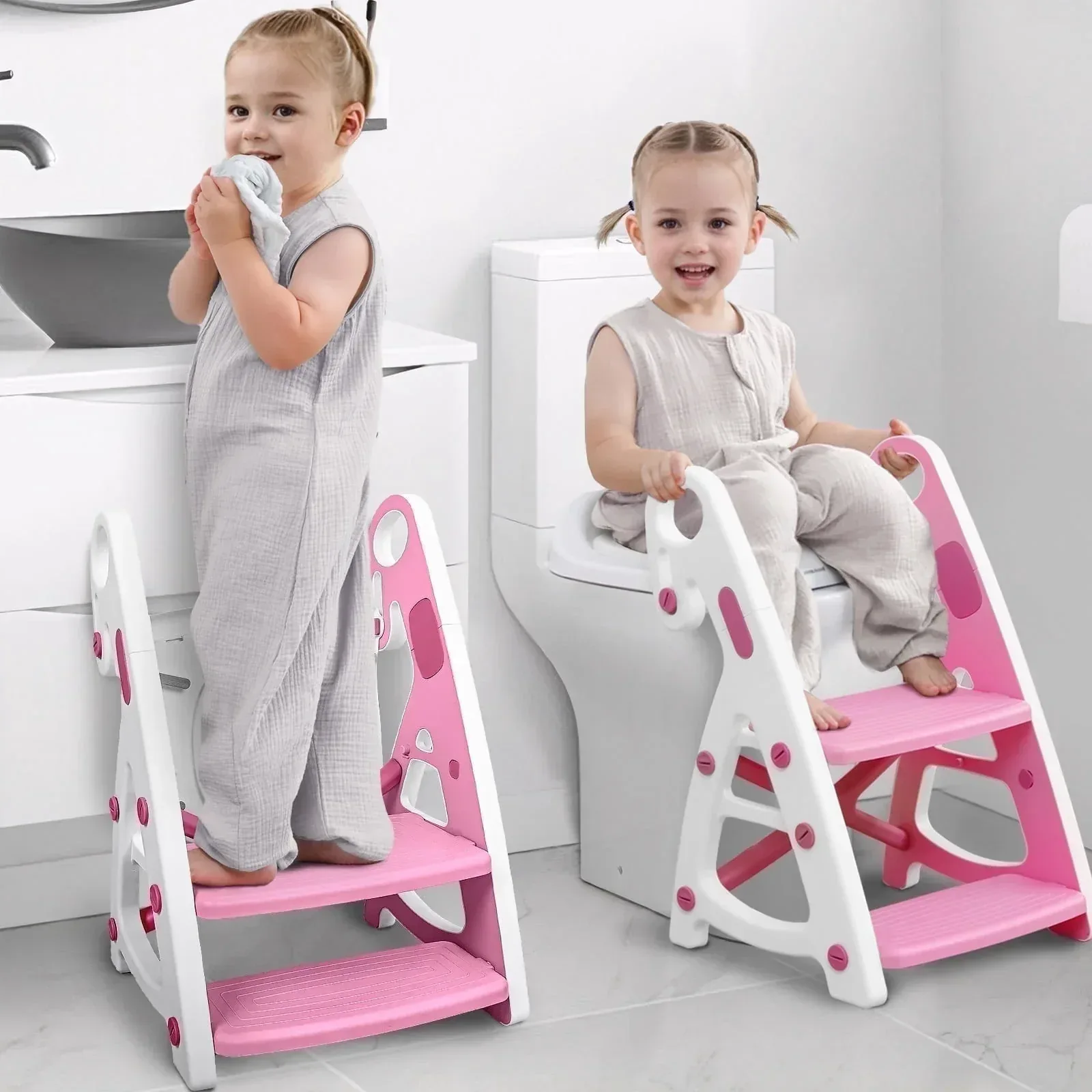 Primlect Potty Training Toilet Seat, 2 in 1 with Ladder, Adjustable Height ,for Ages 1-3, Blue - Image 11