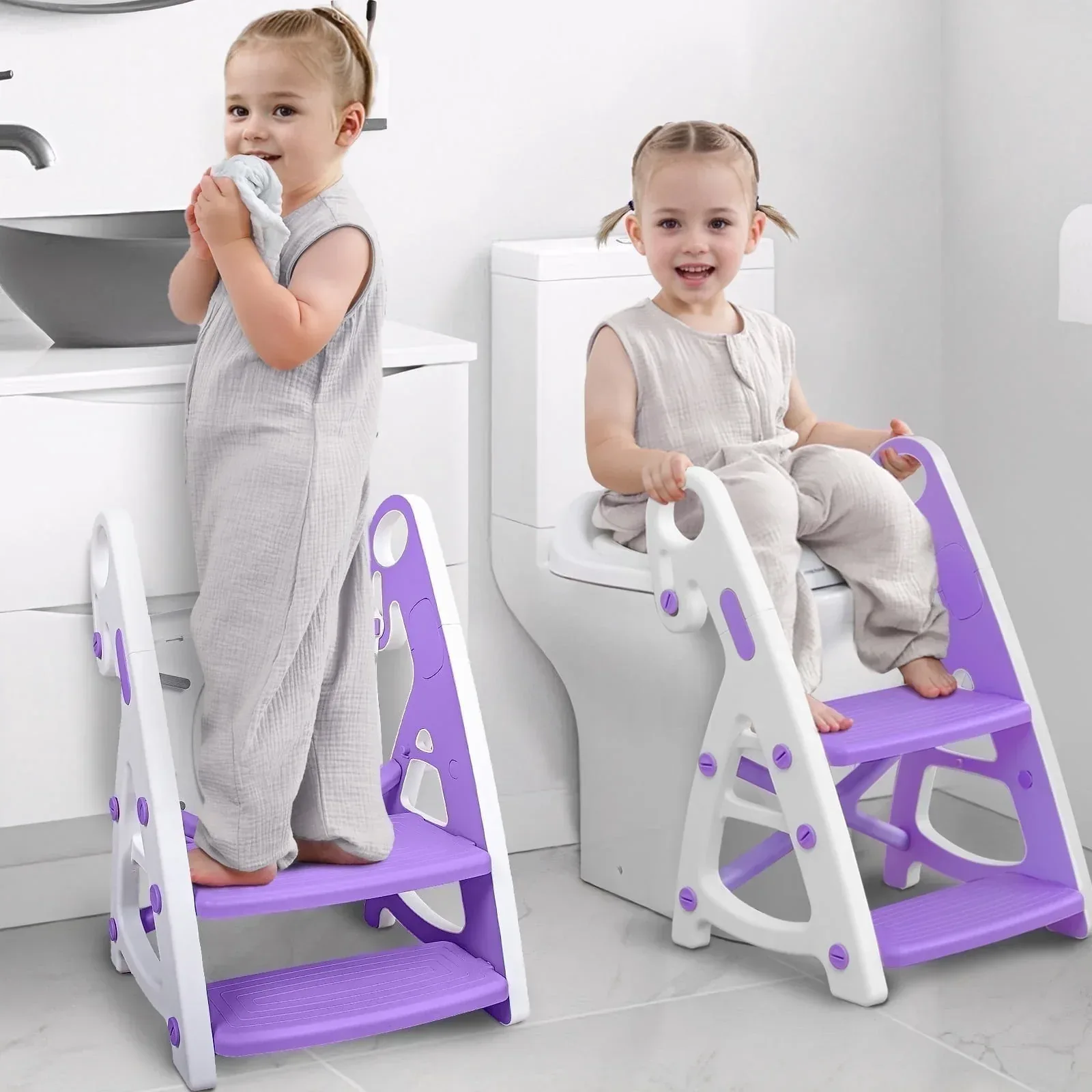Primlect Potty Training Toilet Seat, 2 in 1 with Ladder, Adjustable Height ,for Ages 1-3, Blue - Image 12