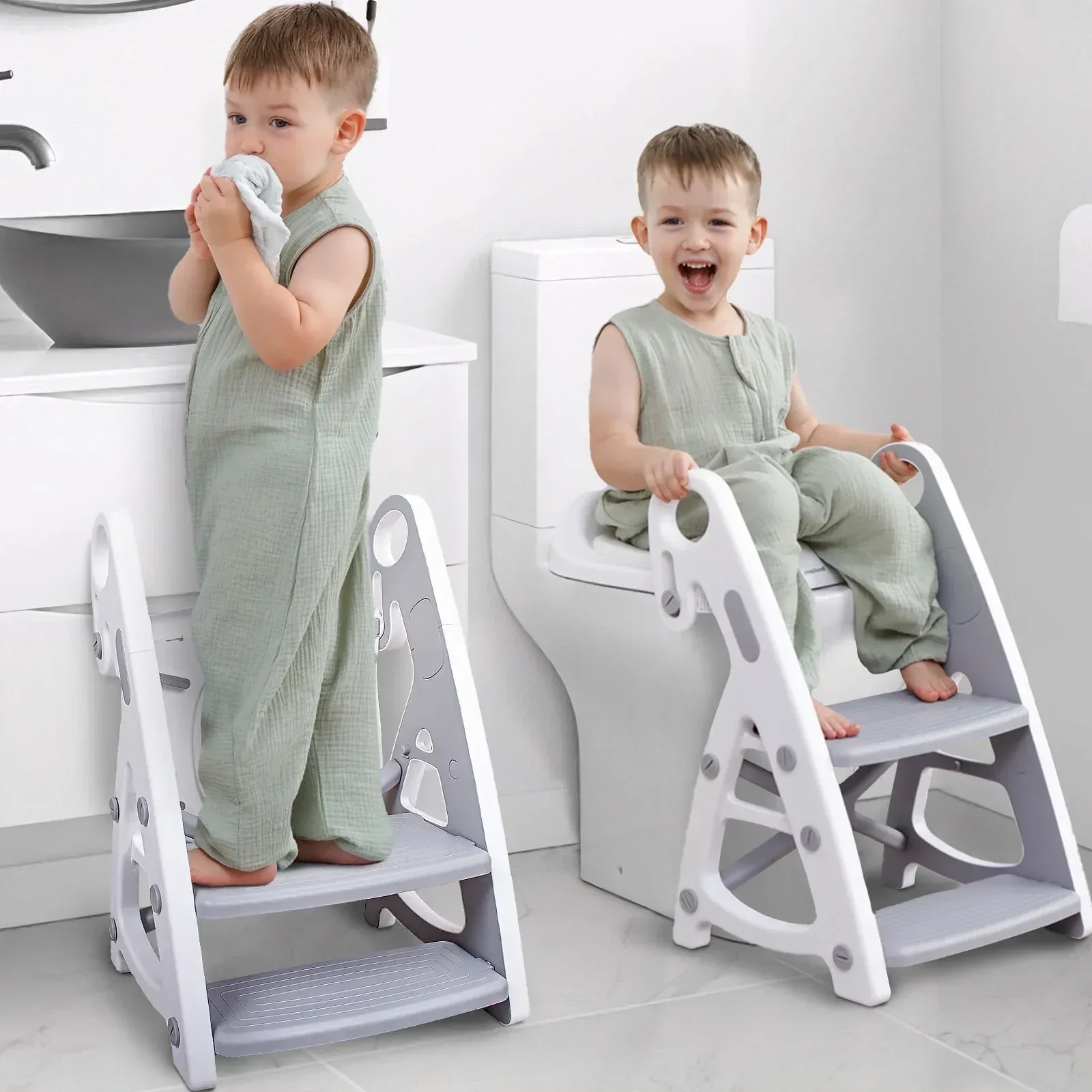 Primlect Potty Training Toilet Seat, 2 in 1 with Ladder, Adjustable Height ,for Ages 1-3, Blue - Image 13