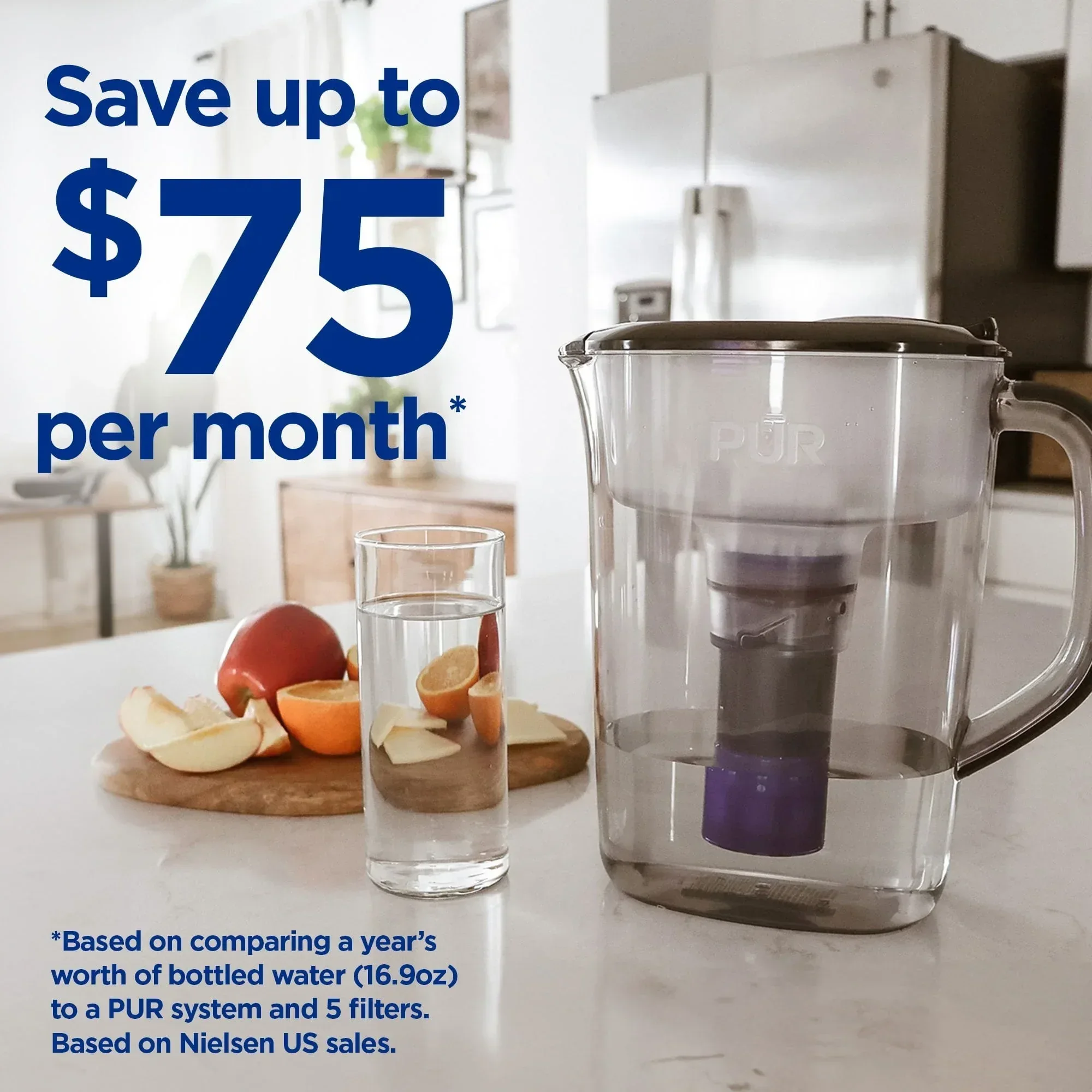 PUR PLUS 11 Cup Water Pitcher with Lead Reducing Filter, W 9.6" x H 10.1" x L 4.5", - Image 15