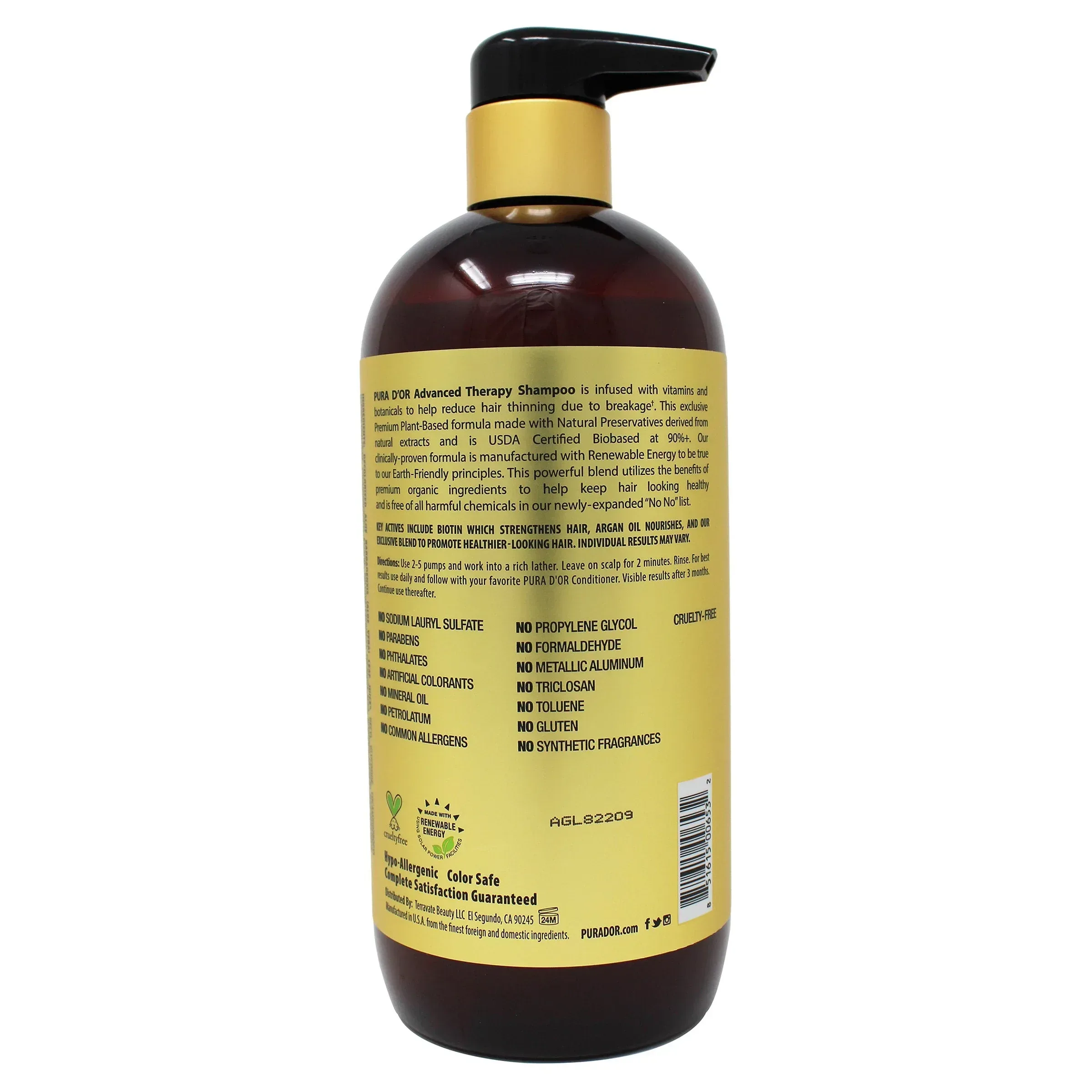 Pura d'or Advanced Therapy Anti-Hair Thinning Shampoo & Conditioner Set - Image 5