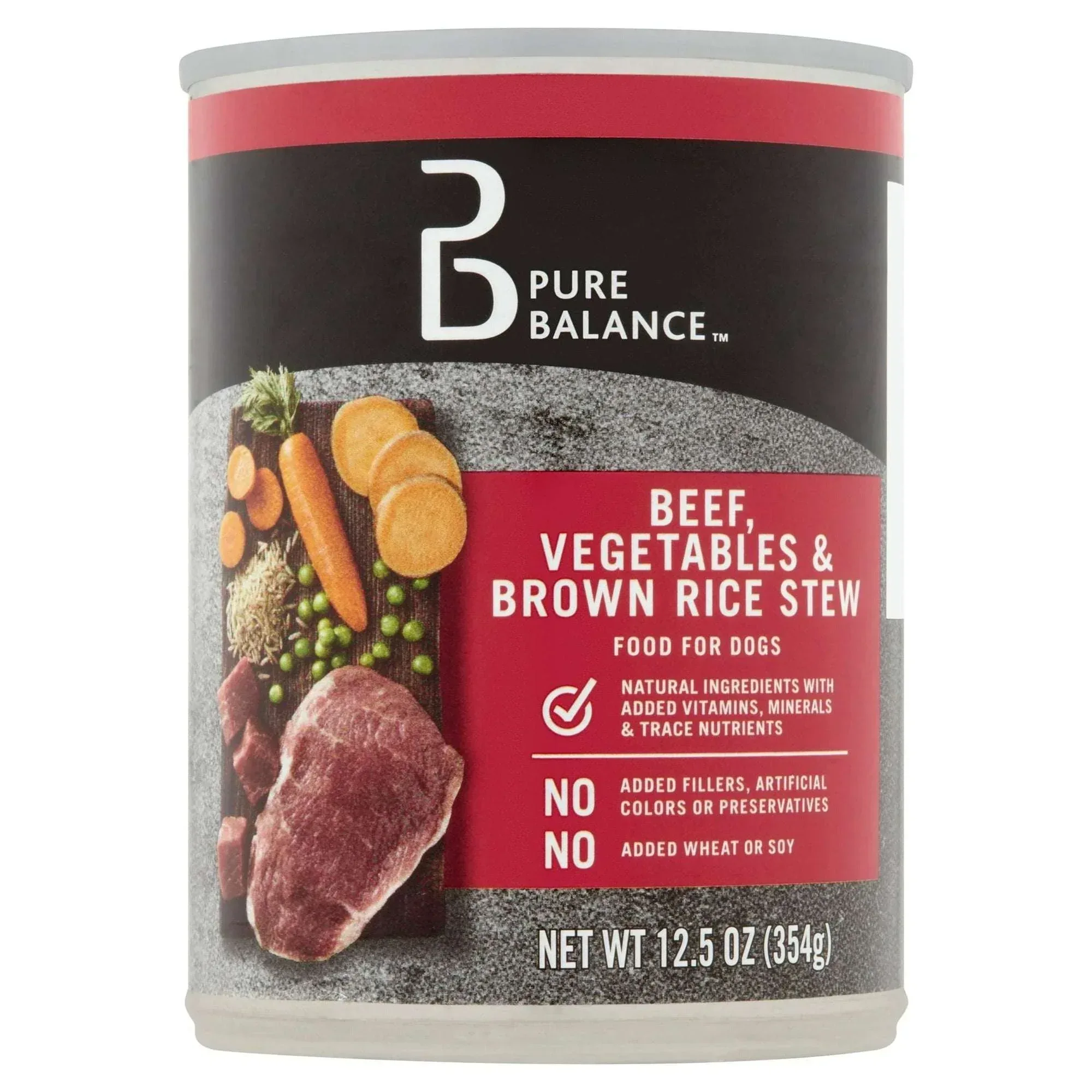 Pure Balance Beef, Vegetable & Brown Rice Flavor Stew Wet Dog Food for Adult, Grain-Free, 12.5 oz. Can - Image 2