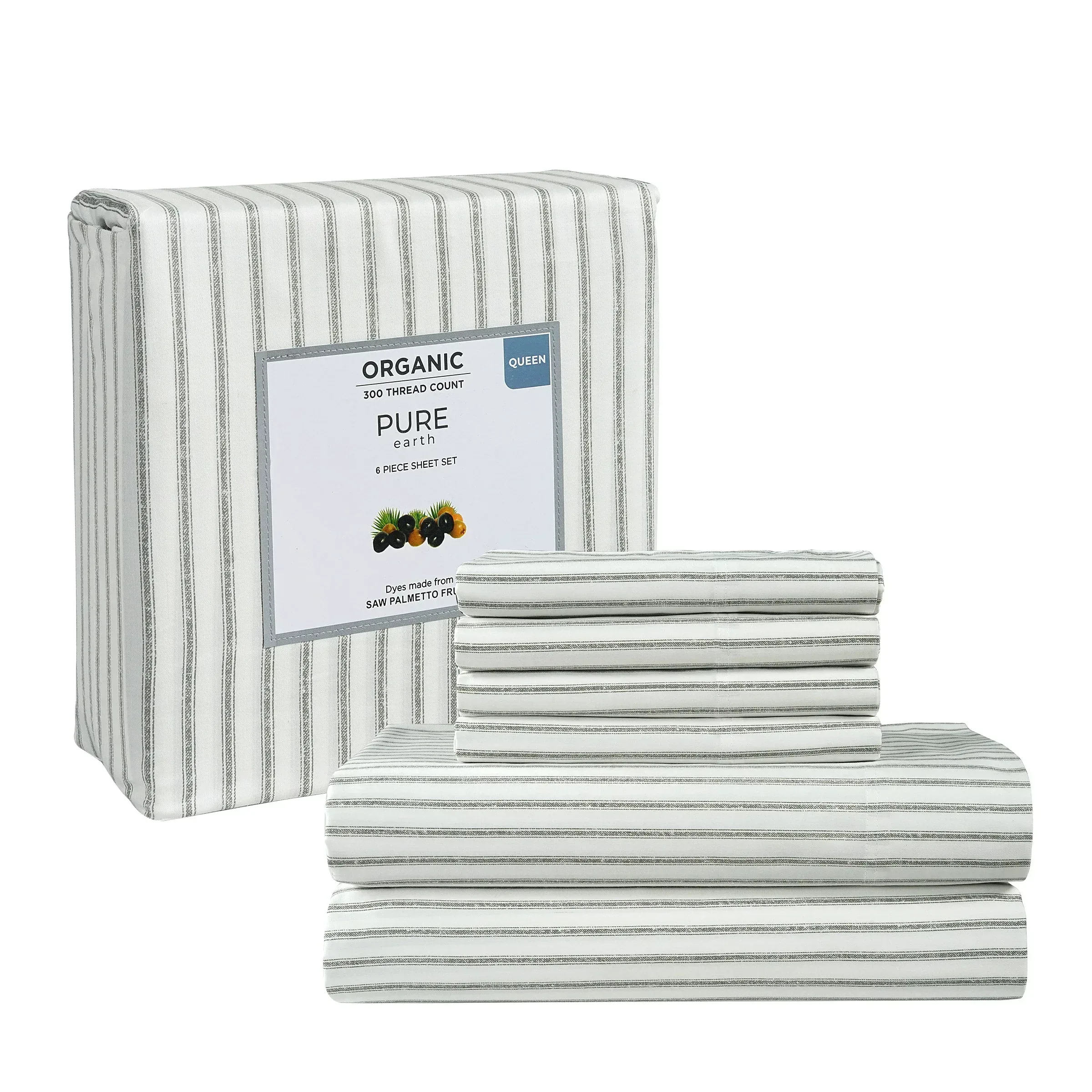 Pure Earth Organic 300 Thread Count 6-piece Sheet Set - Image 2