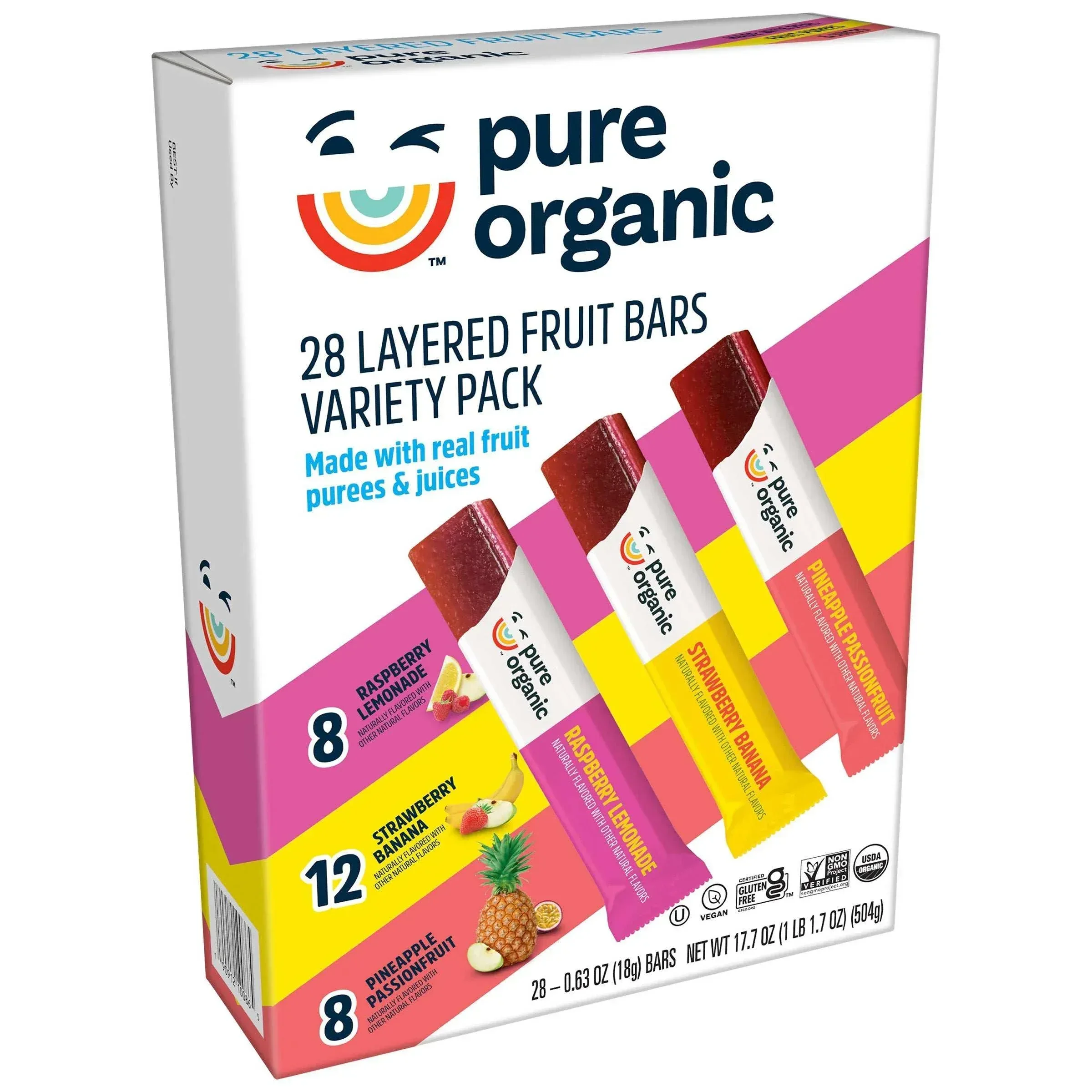 Pure Organic Layered Fruit Bars, Variety Pack, 0.63 oz, 28-count - Image 2