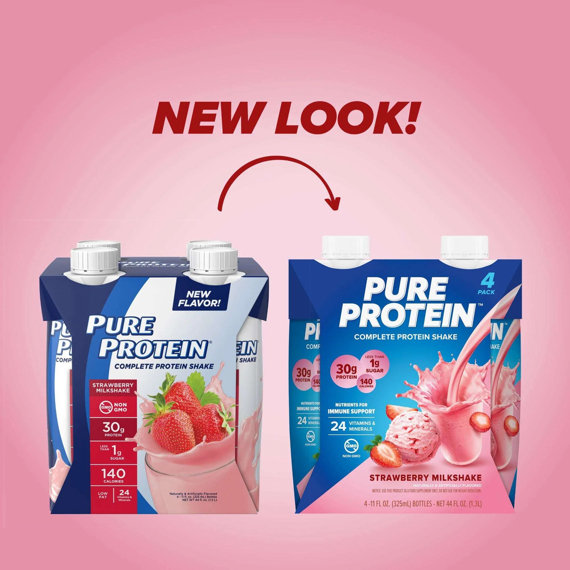 Pure Protein Shake, Strawberry Milkshake, 30g Protein, 11 fl oz, 4 Count - Image 7