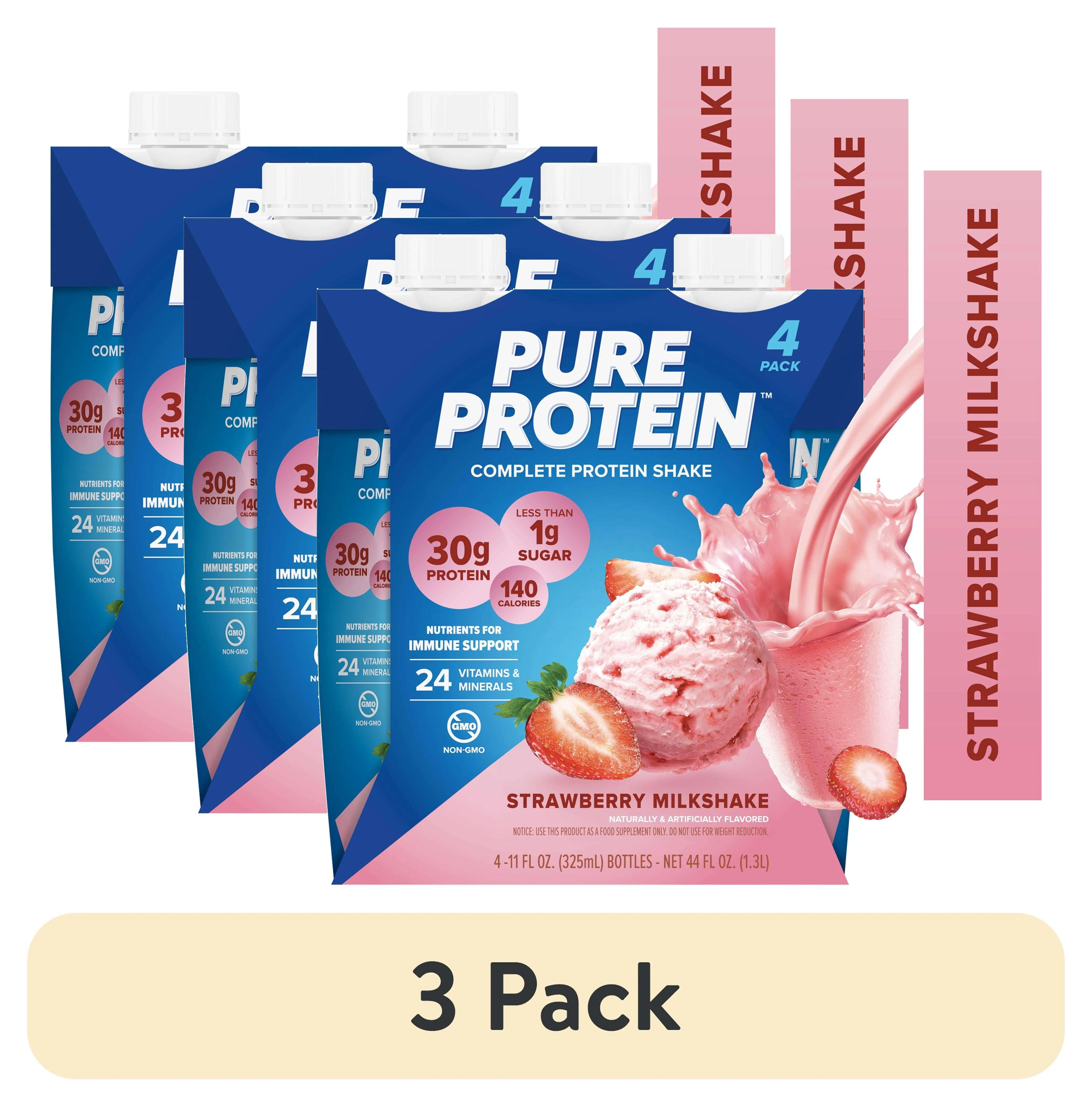 Pure Protein Shake, Strawberry Milkshake, 30g Protein, 11 fl oz, 4 Count - Image 8