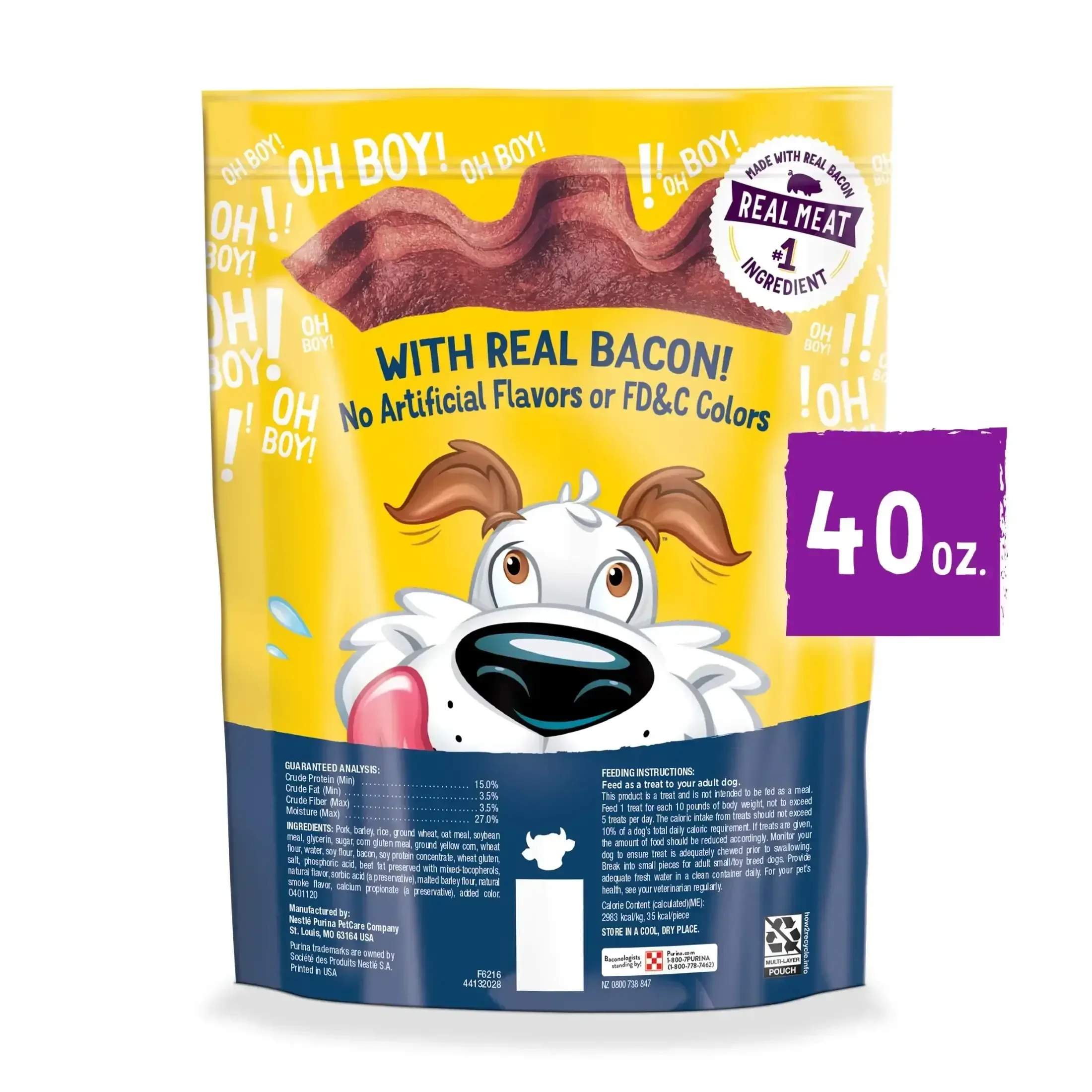 Purina Beggin' Strips Dog Treats with Real Bacon & Beef Flavors Tender Chews, 40 oz Pouch - Image 6