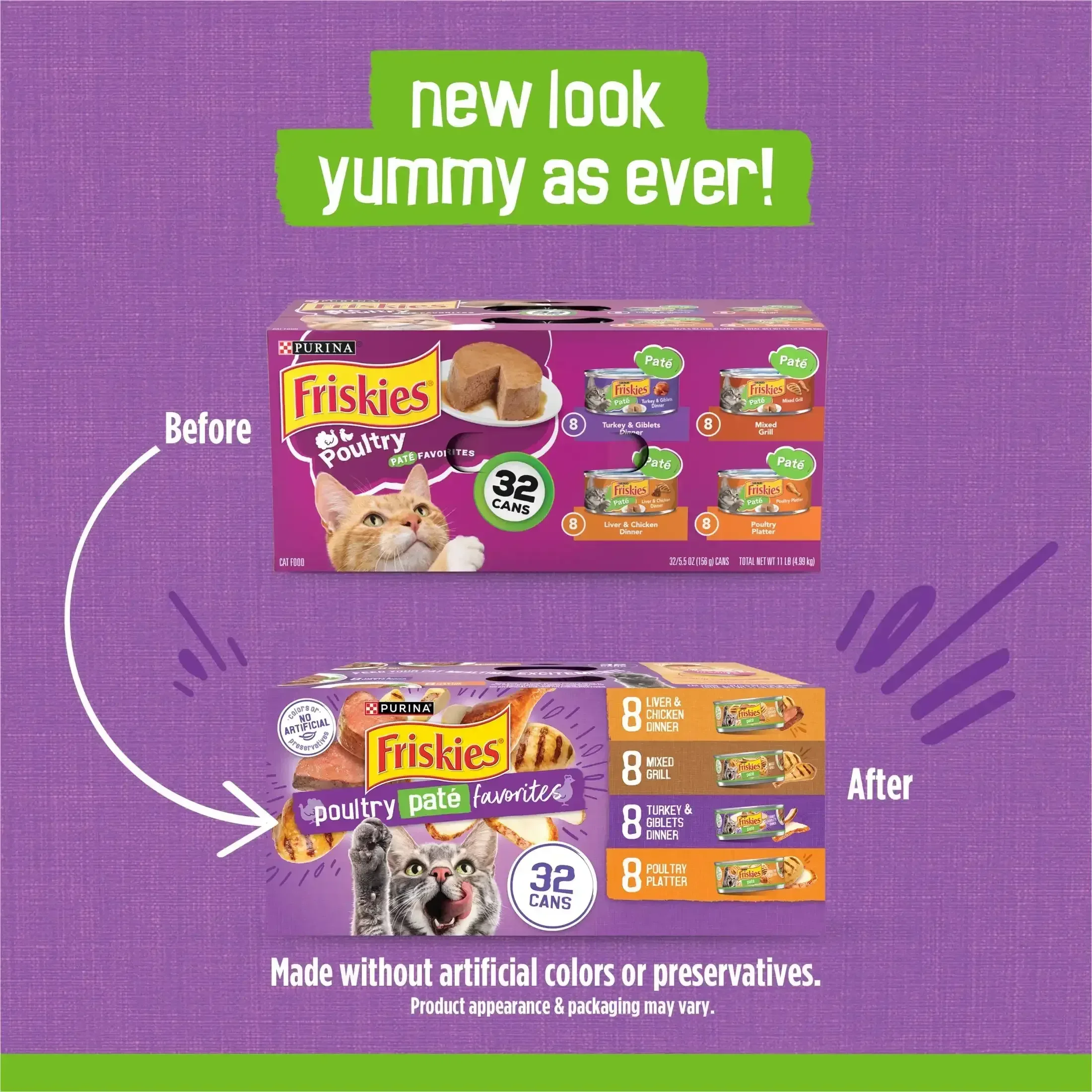 Purina Friskies Pate, Soft Poultry Variety Pack, Wet Cat Food, 5.5 oz Cans, 32 Pack - Image 2