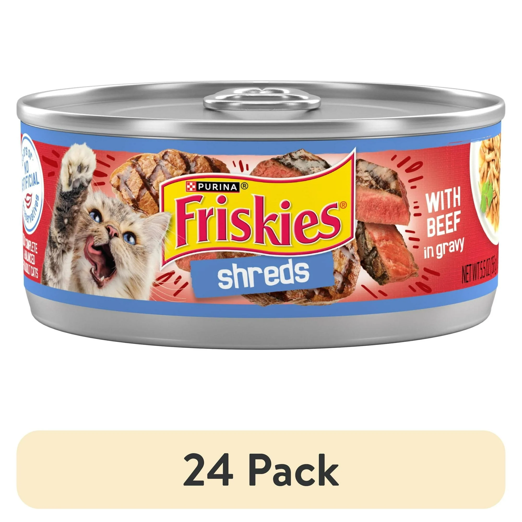 Purina Friskies Shreds, Beef in Gravy, Wet Cat Food, 5.5 oz Can - Image 8