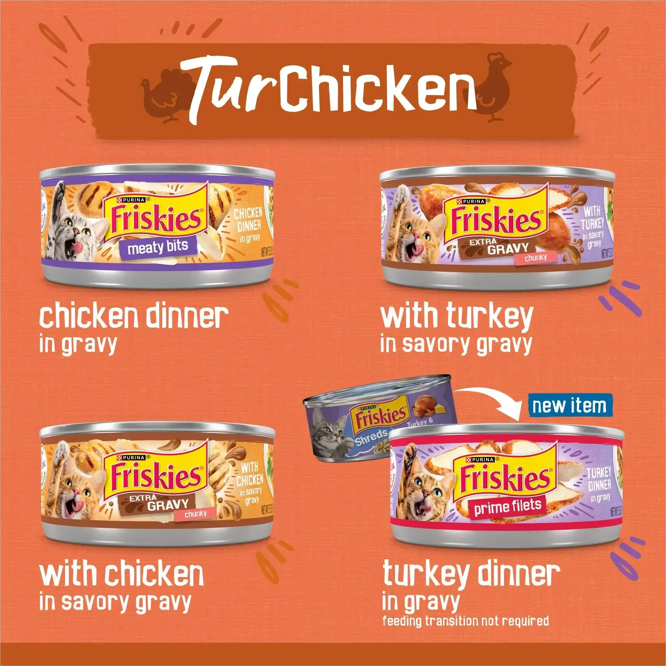 Purina Friskies Turchicken Gravy, Soft Variety Pack, Wet Cat Food, 5.5 oz Cans, 40 Pack - Image 3