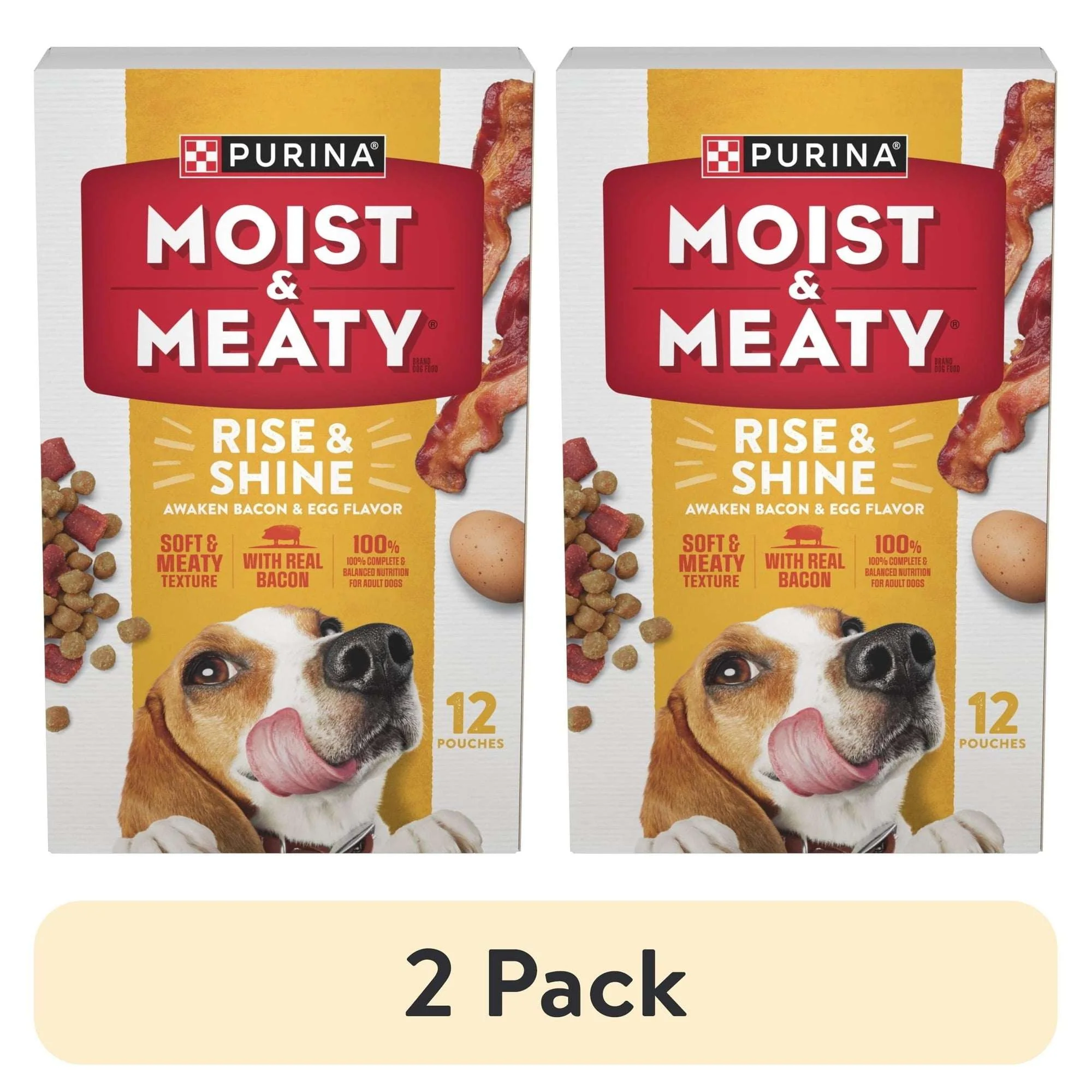 Purina Moist and Meaty Rise and Shine Awaken Bacon and Egg Flavor Soft Dog Food High Protein Pouches (12 Pouches) - Image 10