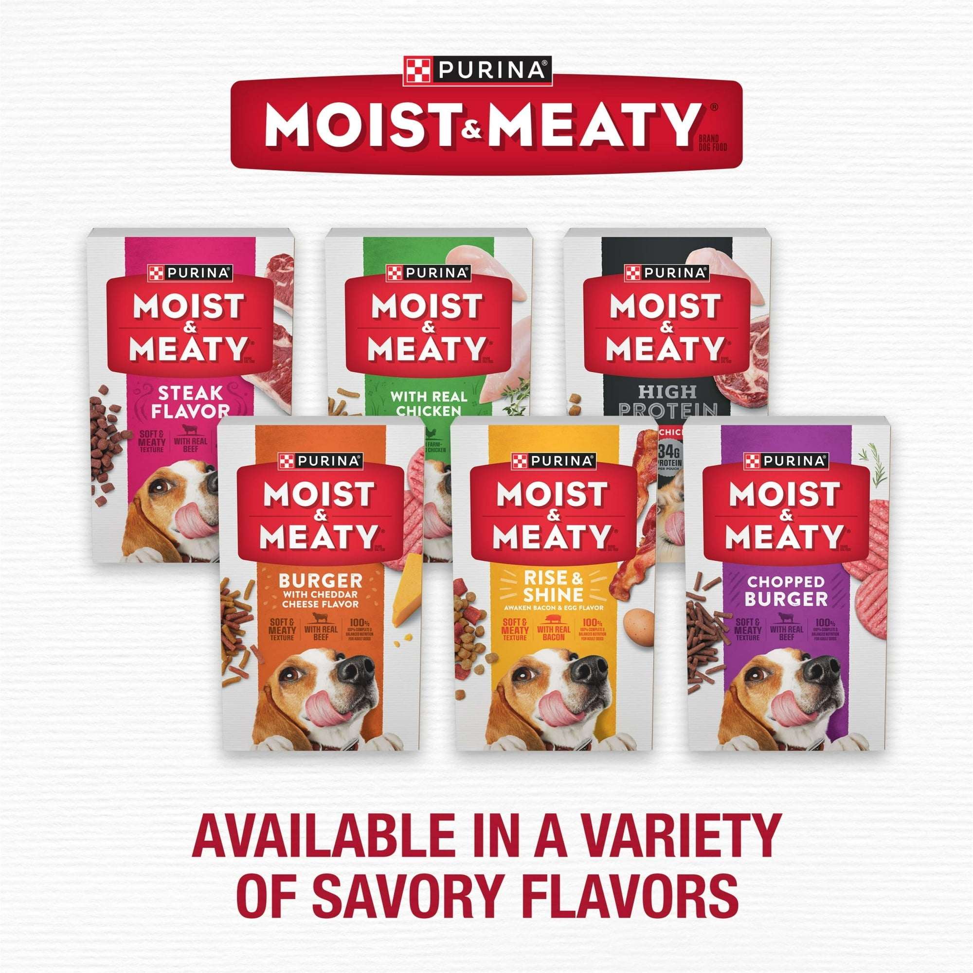 Purina Moist and Meaty Rise and Shine Awaken Bacon and Egg Flavor Soft Dog Food High Protein Pouches (12 Pouches) - Image 18